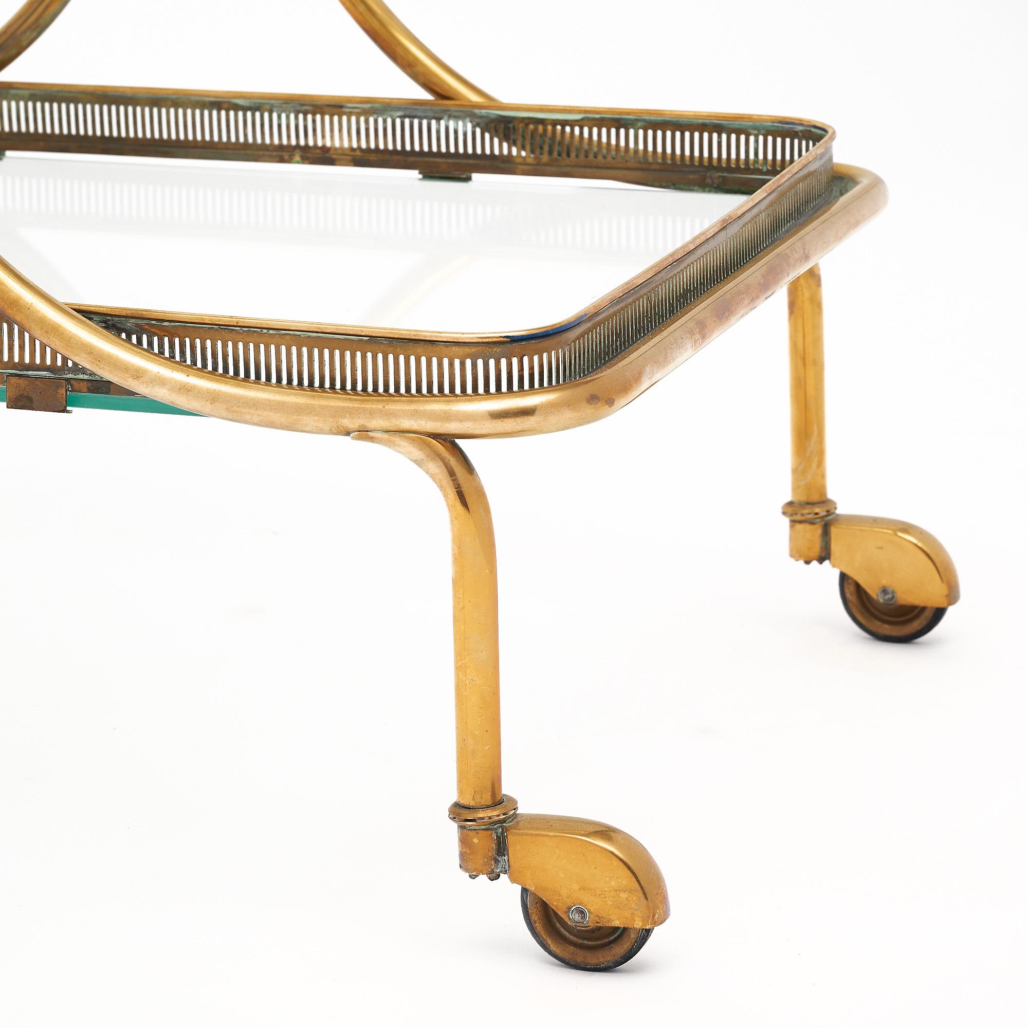 Art Deco Period Brass Bar Cart 2
