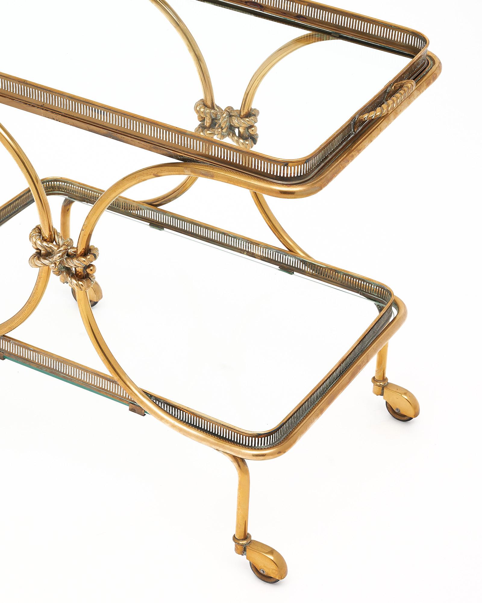 Art Deco Period Brass Bar Cart 3