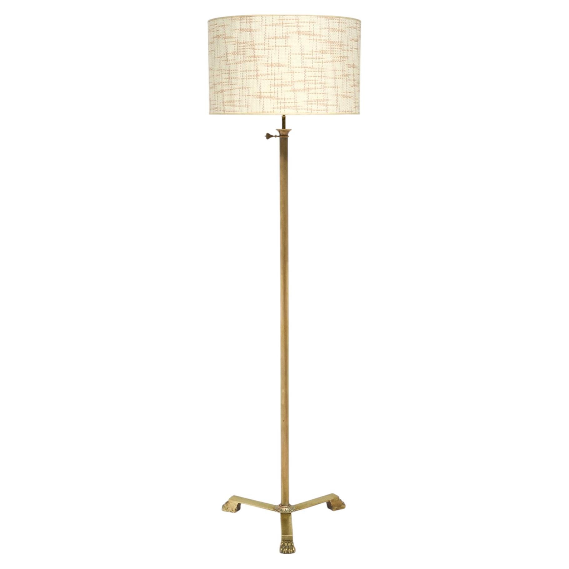 Art-Déco-Stil-Messing-Stehlampe, französisch, Vintage CIRCA 1940