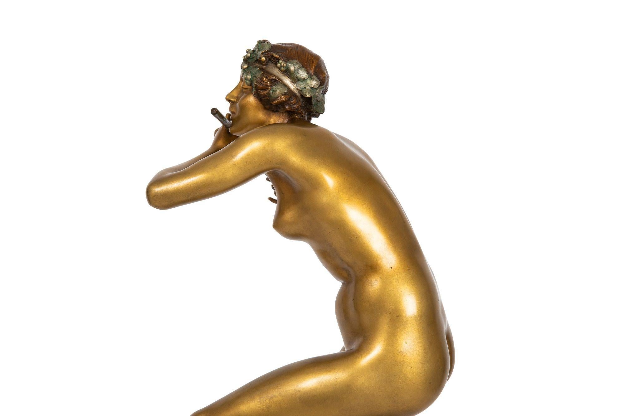 Joueur de flûtes en sculpture en bronze d'époque Art Déco par Paul Philippe en vente 4