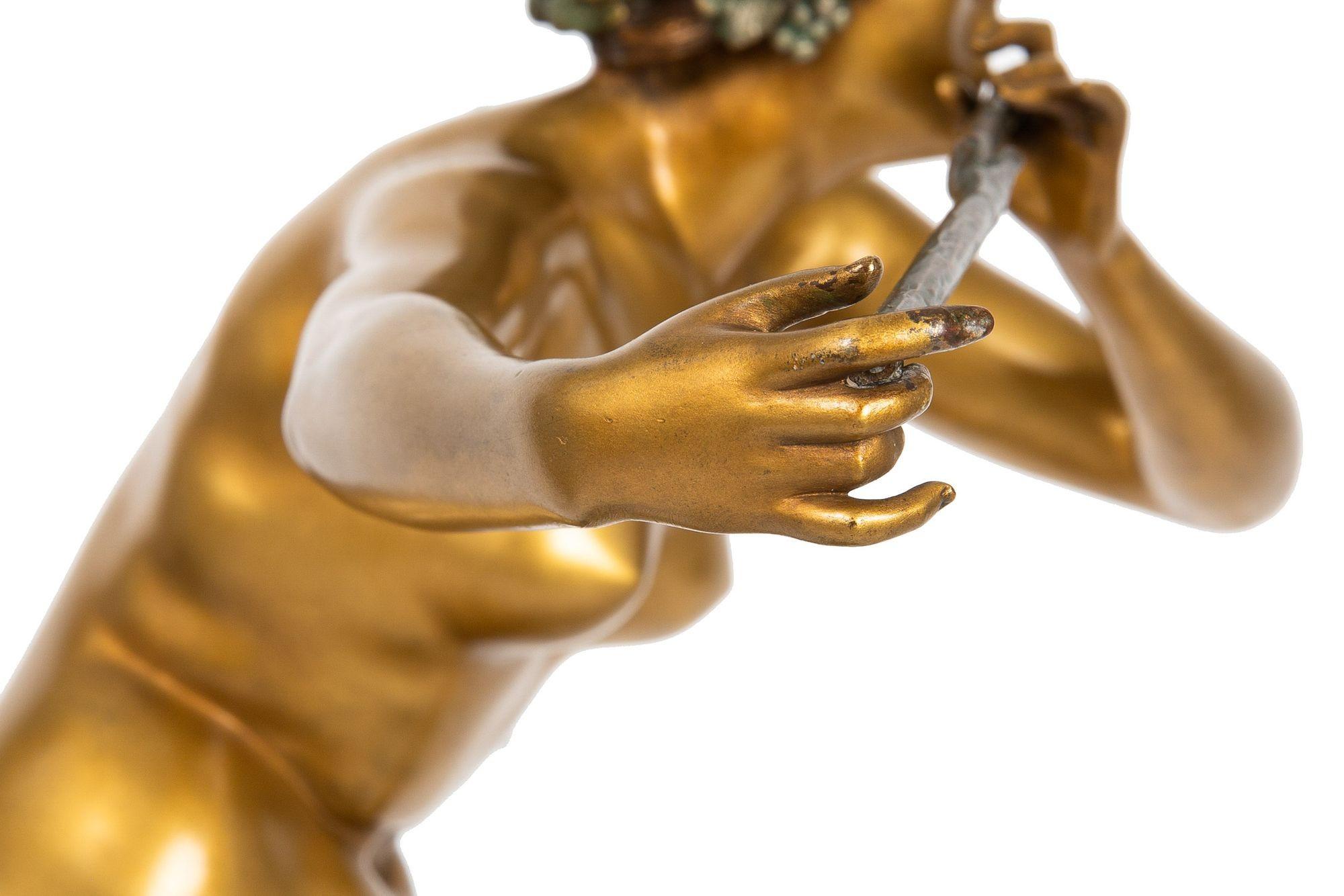 Joueur de flûtes en sculpture en bronze d'époque Art Déco par Paul Philippe en vente 12