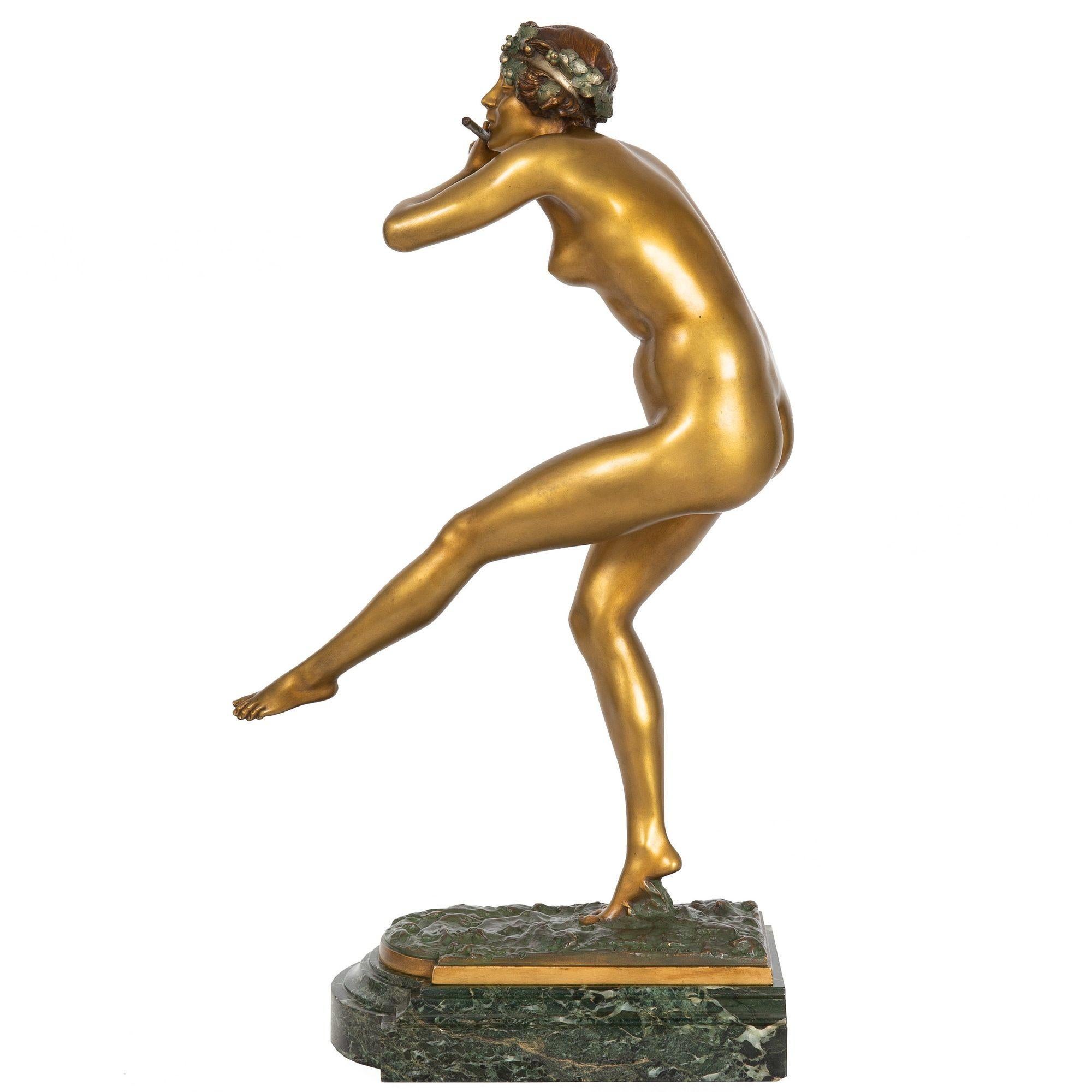 Joueur de flûtes en sculpture en bronze d'époque Art Déco par Paul Philippe Bon état - En vente à Shippensburg, PA