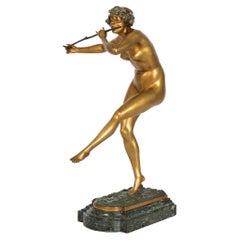 Art Deco Period Bronze Sculpture “Flute Player” by Paul Philippe