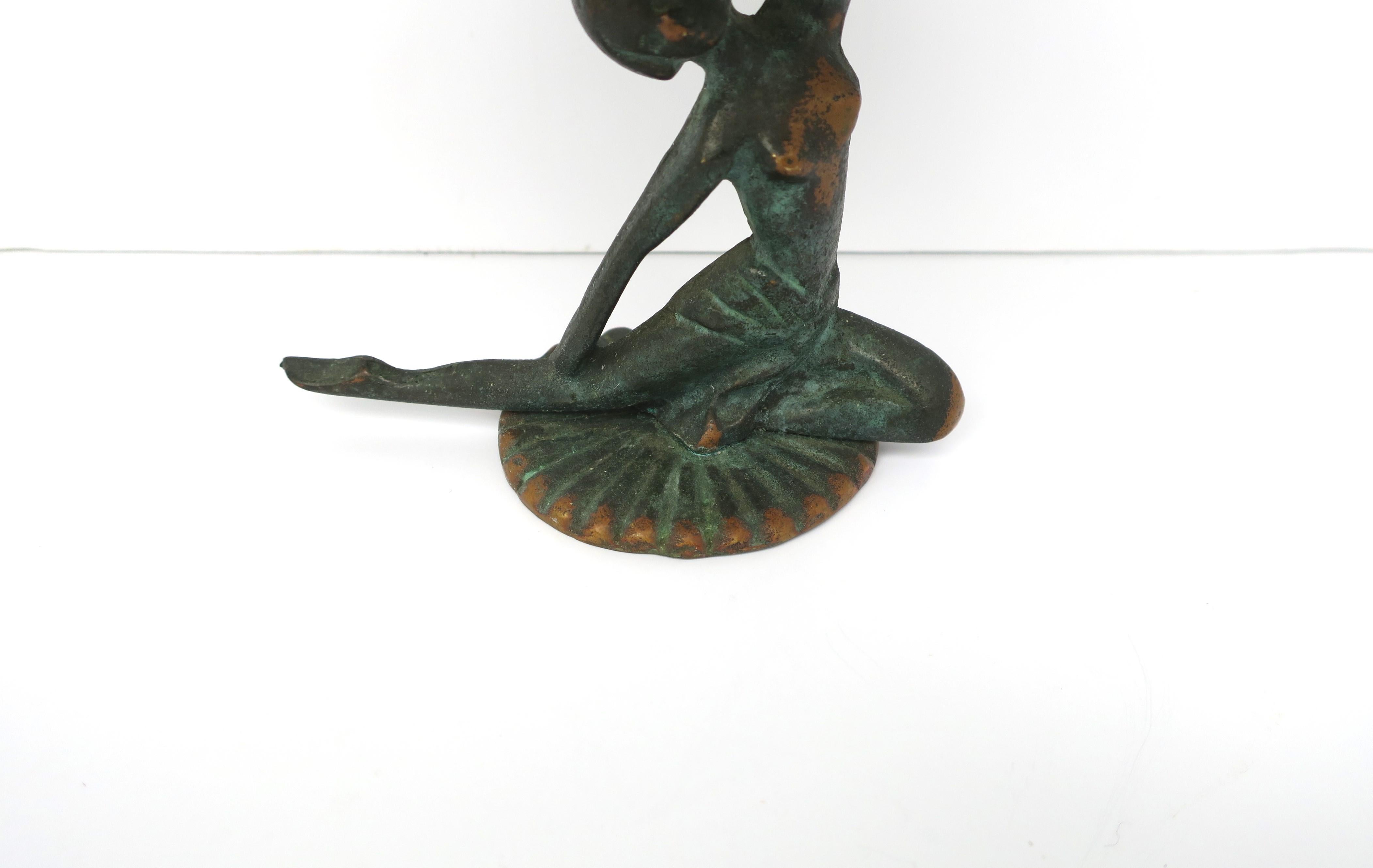 Art Deco Bronze Tazza Coupe Compote with Female Figure 5