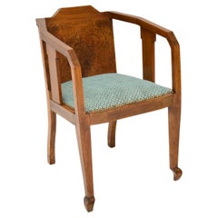 Art Deco Period Burr Walnut Desk Chair / Armchair