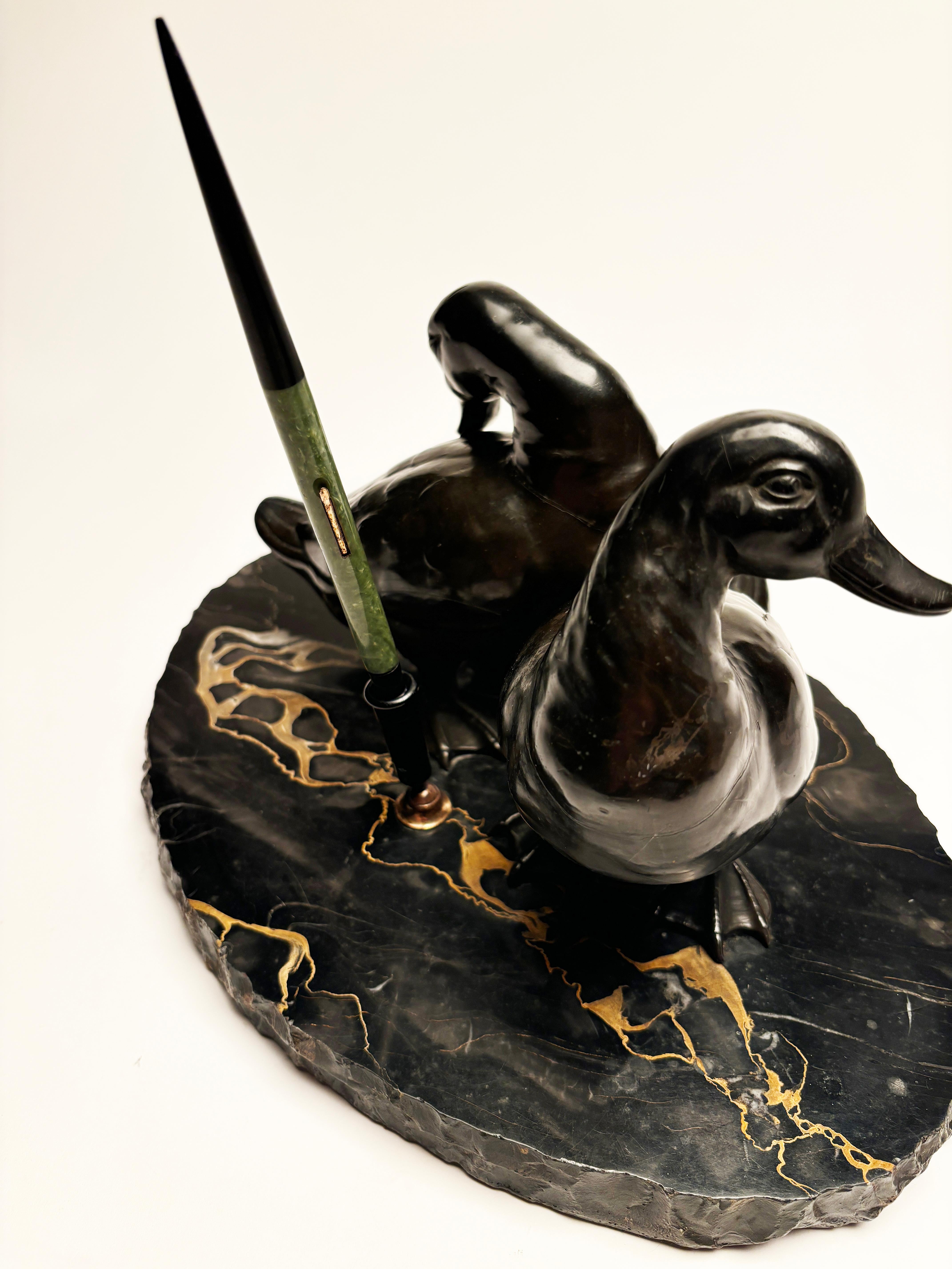 Anatre fuse su marmo italiano di epoca Art Deco con pennino originale in vendita 8