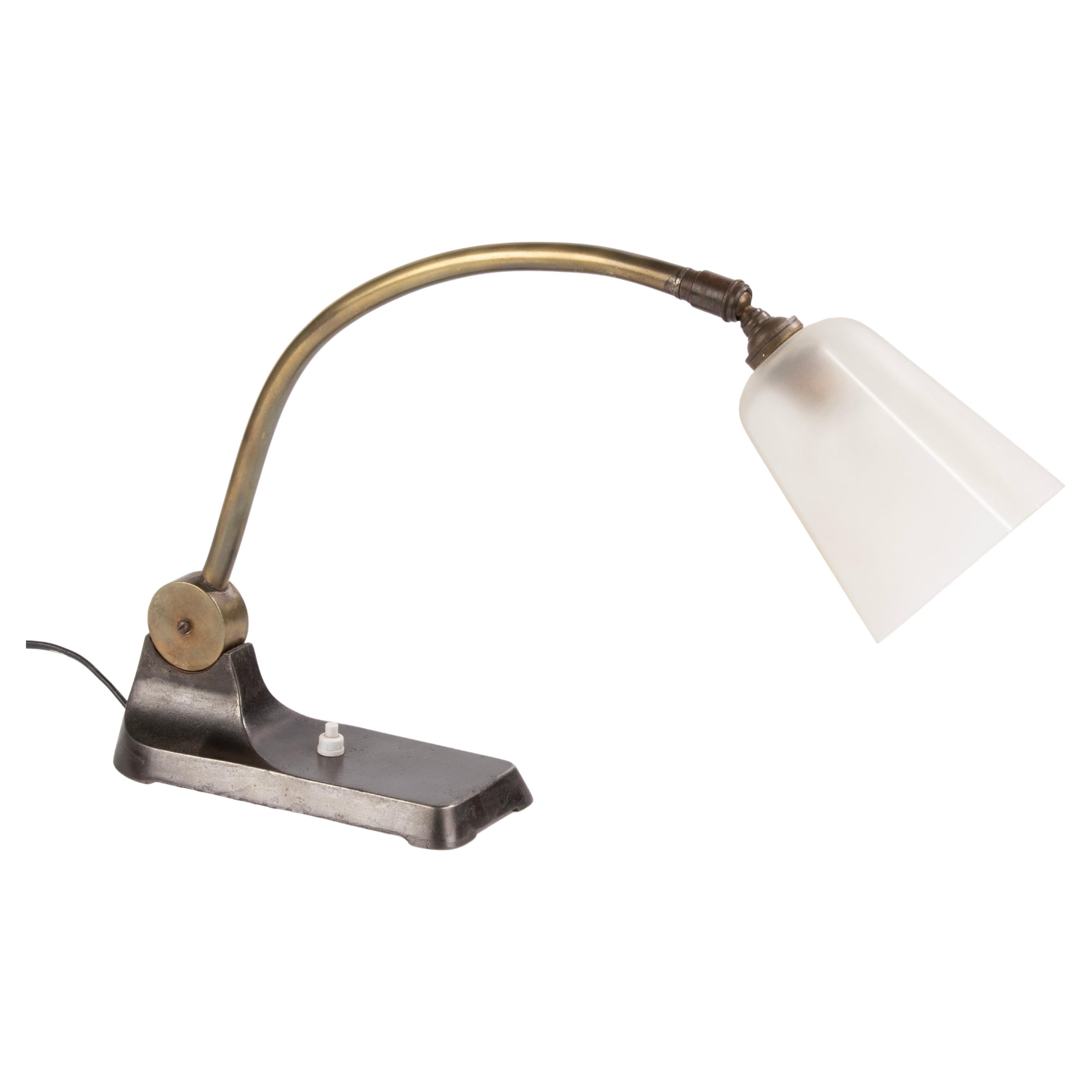 Art Deco Period Cast Iron-Brass Desk Lamp For Sale