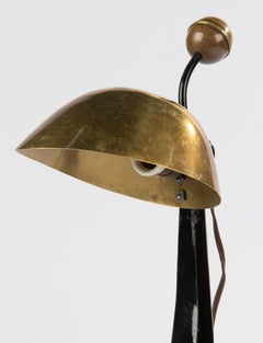 Art Deco Period Cast Iron Desk or Table Lamp with Copper Adjustable Shade