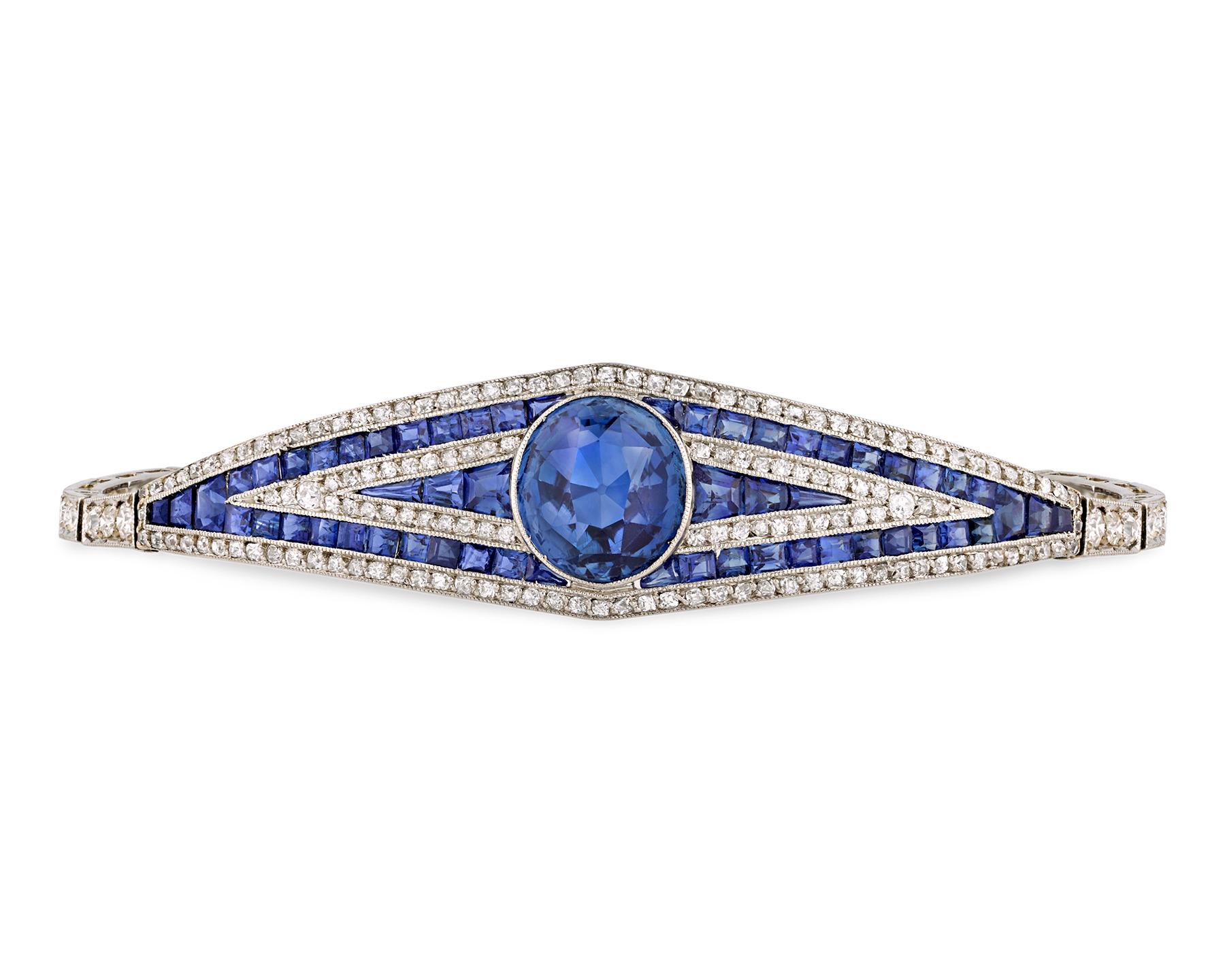 Women's Art Deco Period Ceylon Sapphire and Diamond Bracelet