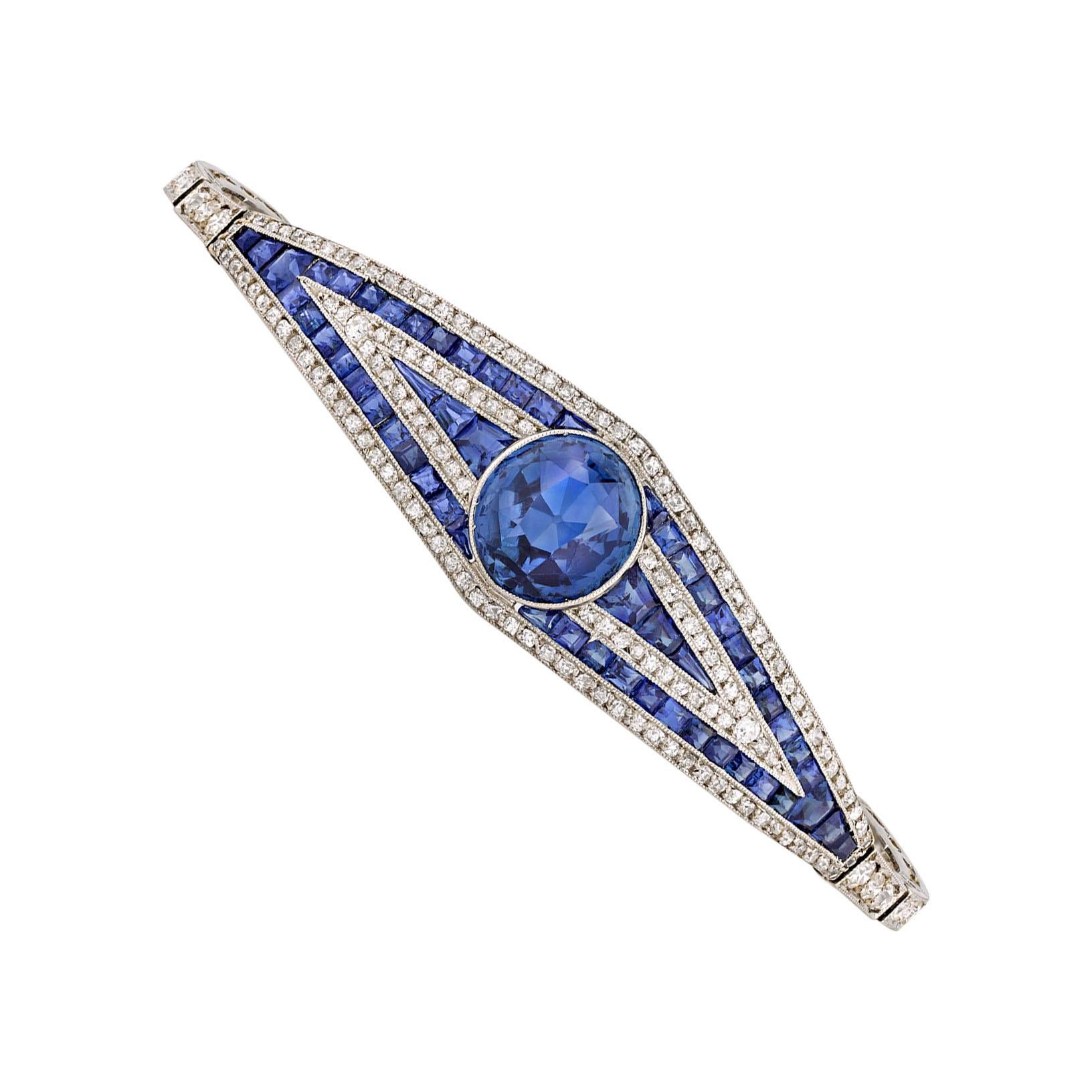 Art Deco Period Ceylon Sapphire and Diamond Bracelet