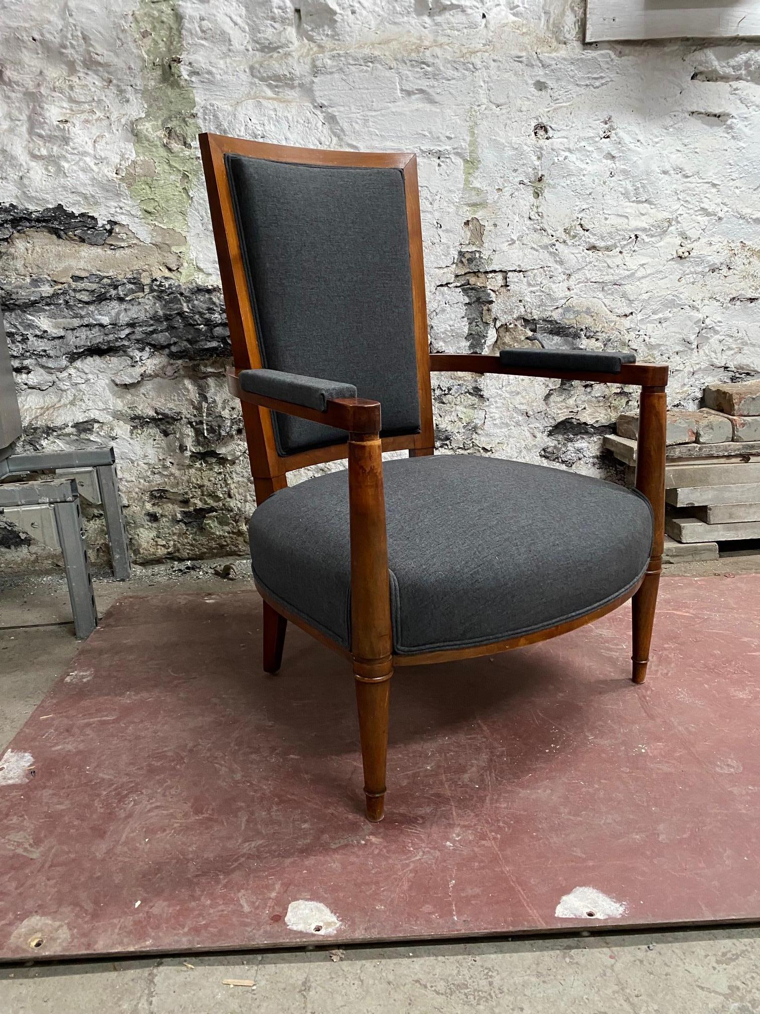 French Art Deco Period Cherrywood Armchair by André Arbus For Sale