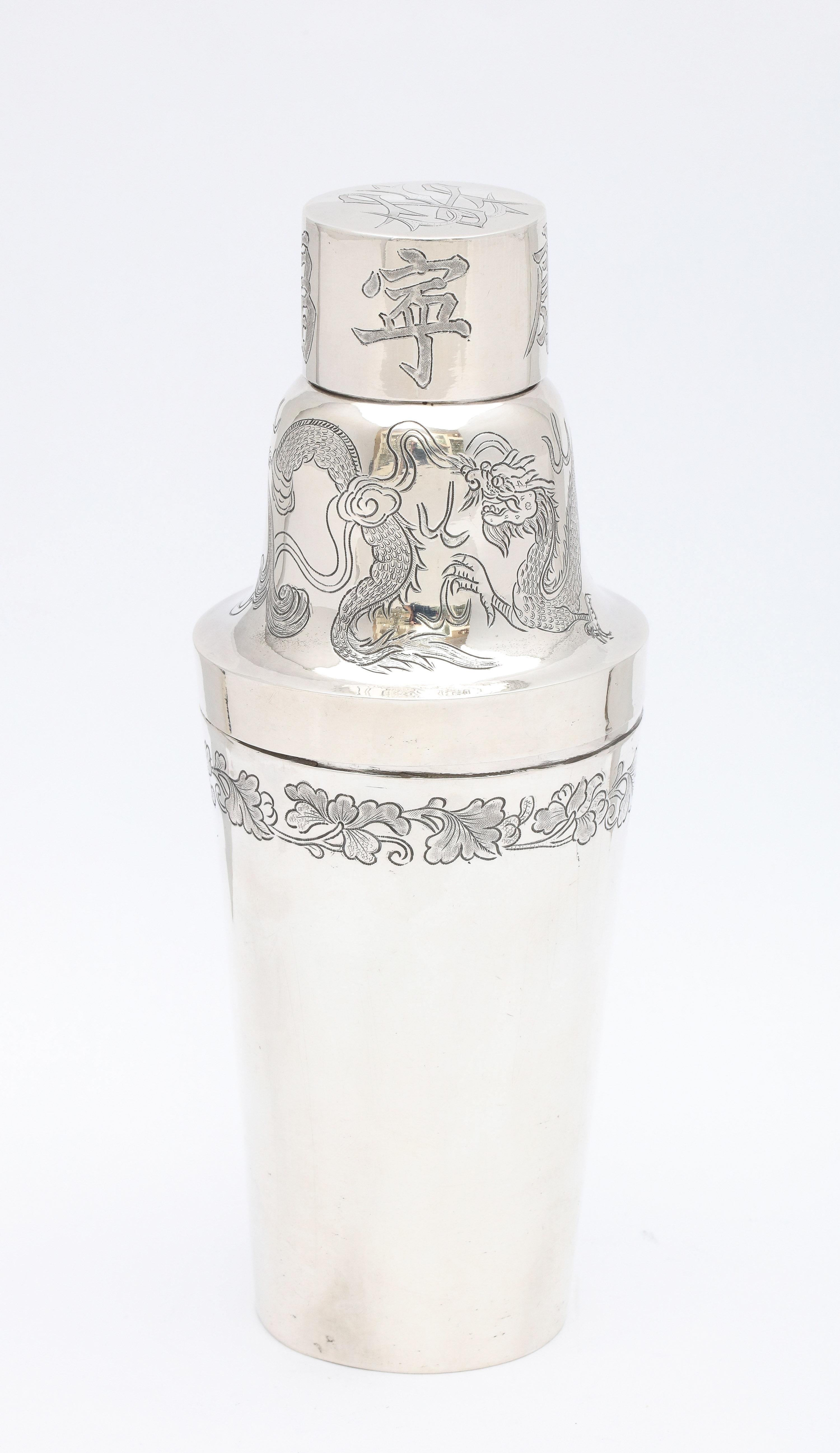 Art Deco Period Chinese Export Sterling Silver Cocktail Shaker 6