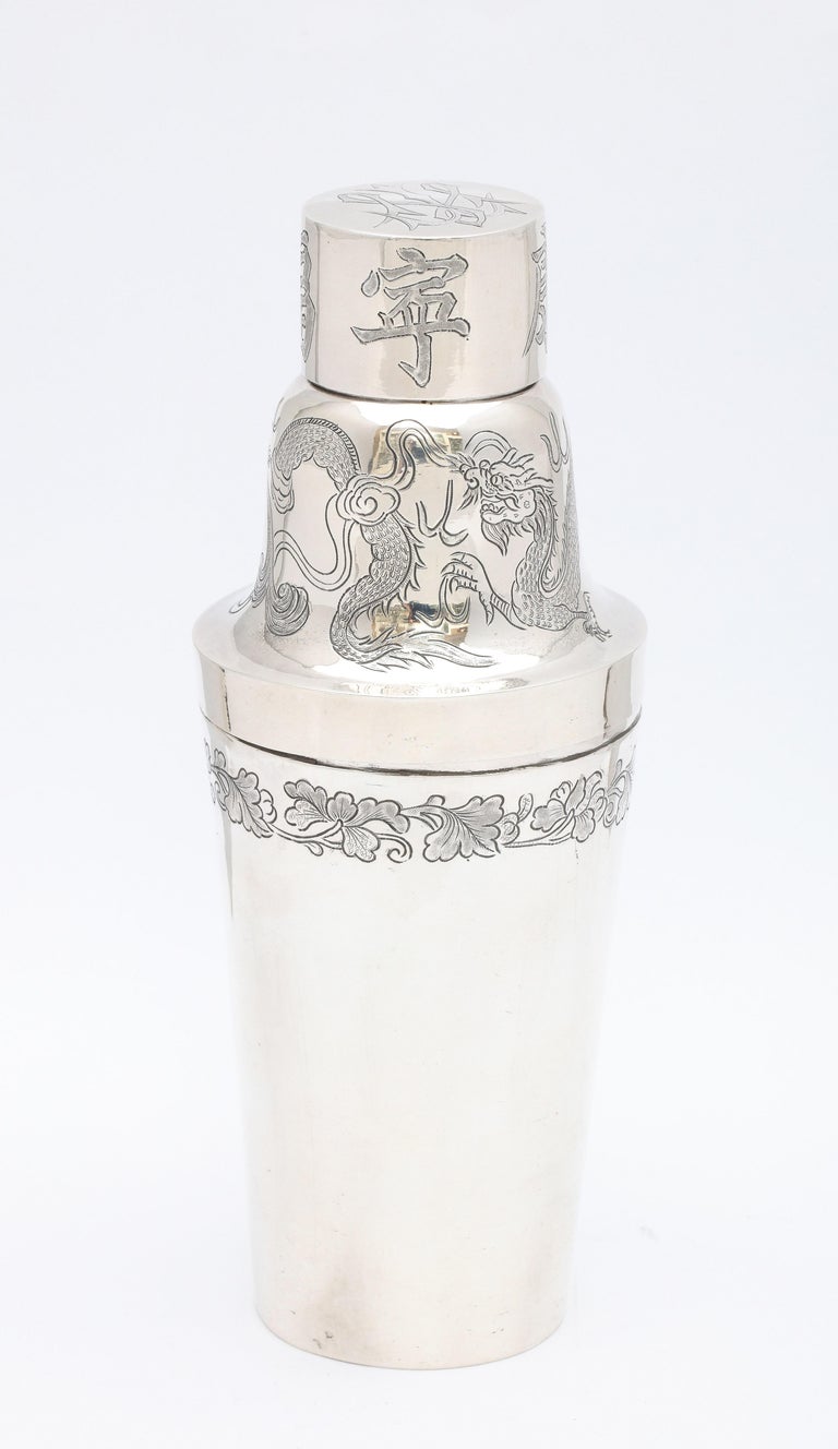 Art Deco Period Chinese Export Sterling Silver Cocktail Shaker For Sale 6