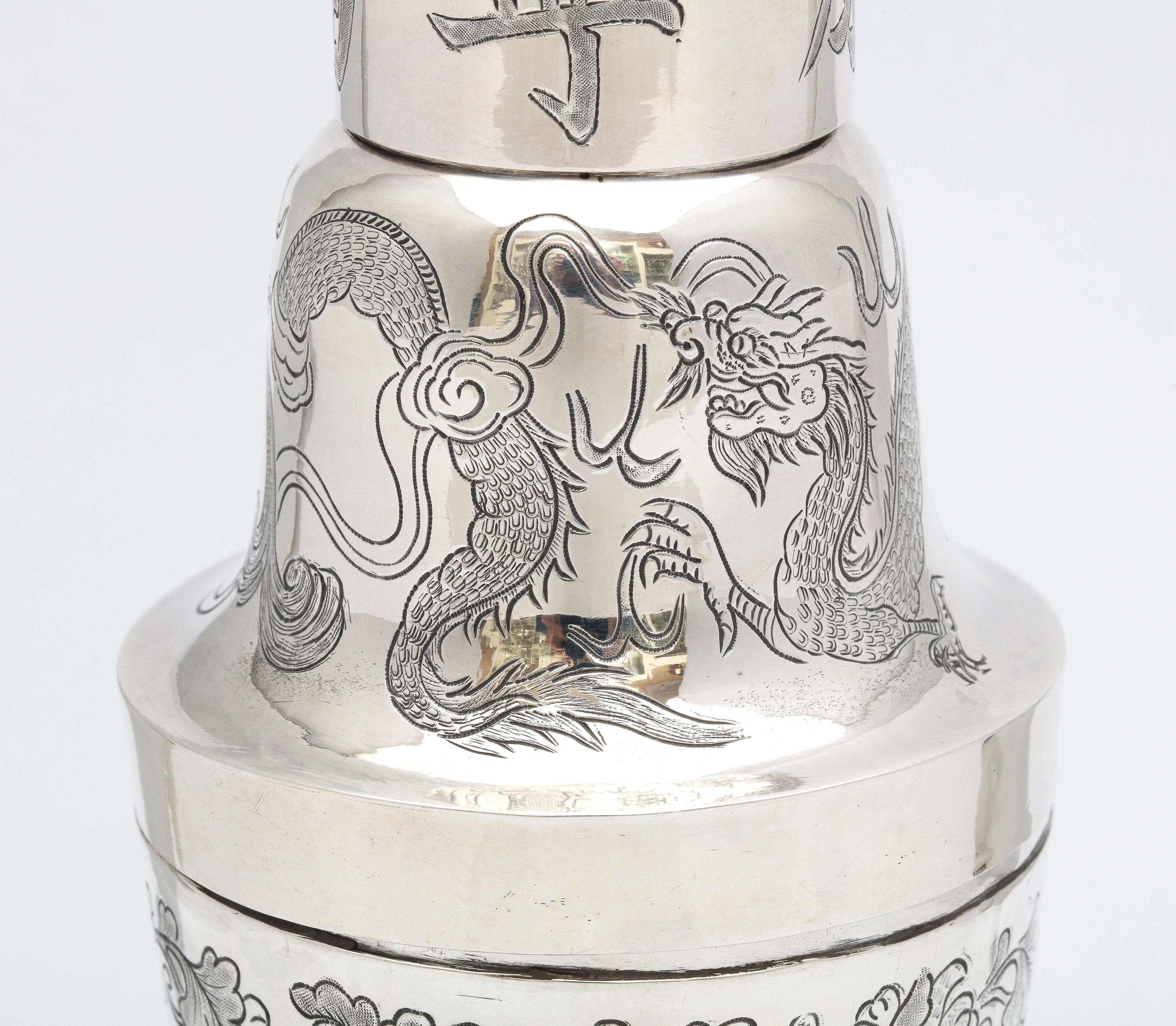 Art Deco Period Chinese Export Sterling Silver Cocktail Shaker 7