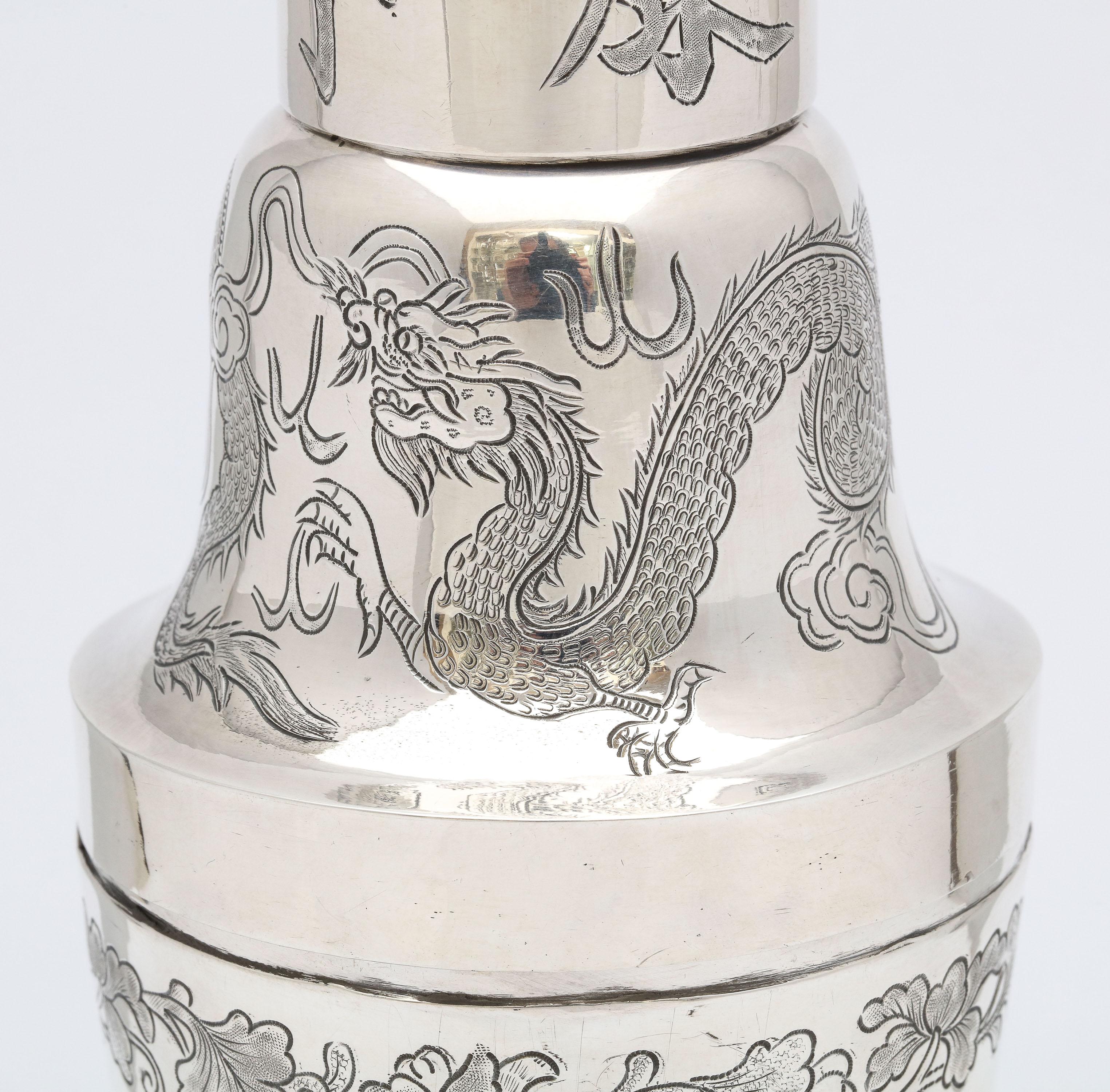 Art Deco Period Chinese Export Sterling Silver Cocktail Shaker 8