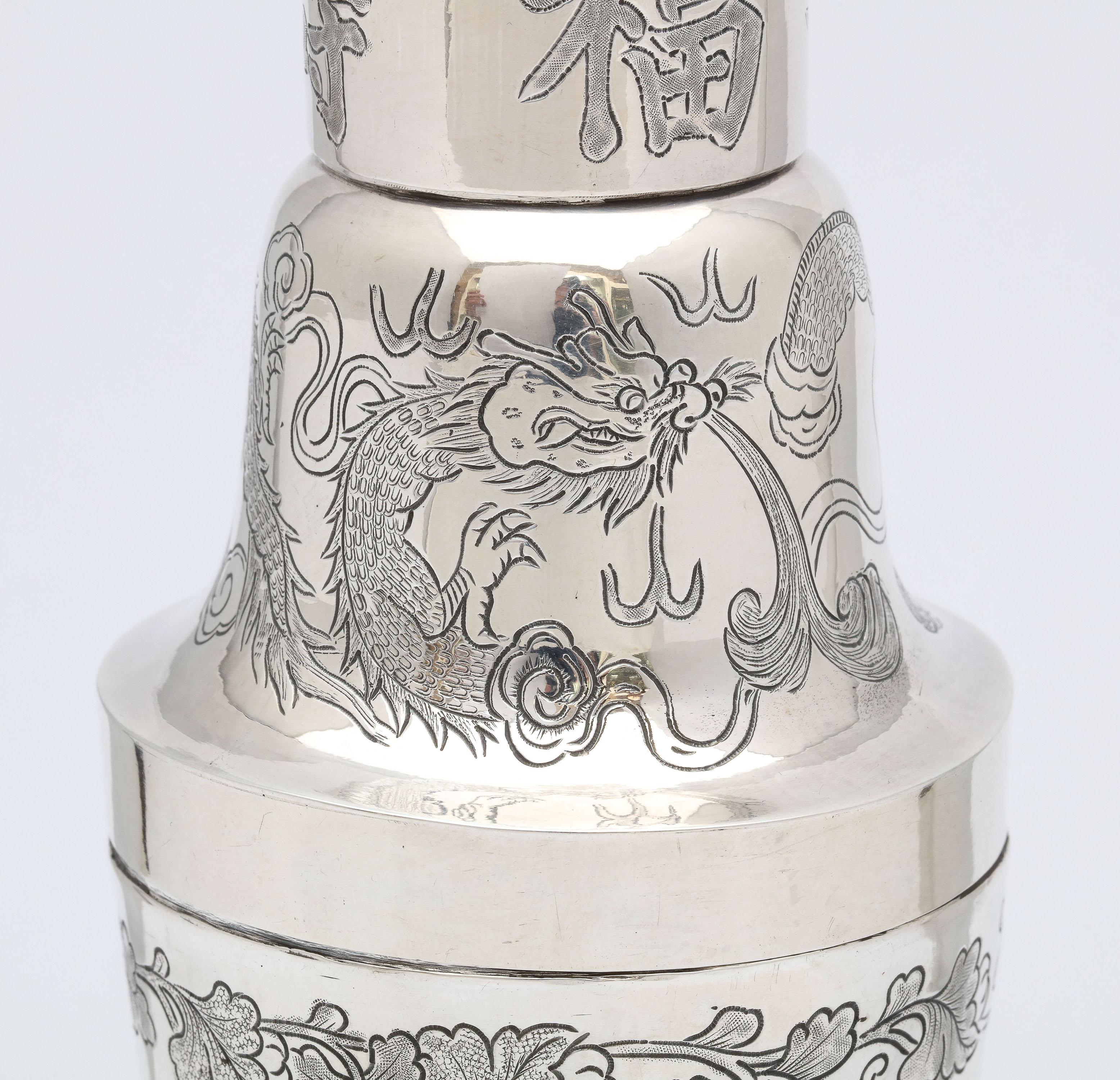 Art Deco Period Chinese Export Sterling Silver Cocktail Shaker 9
