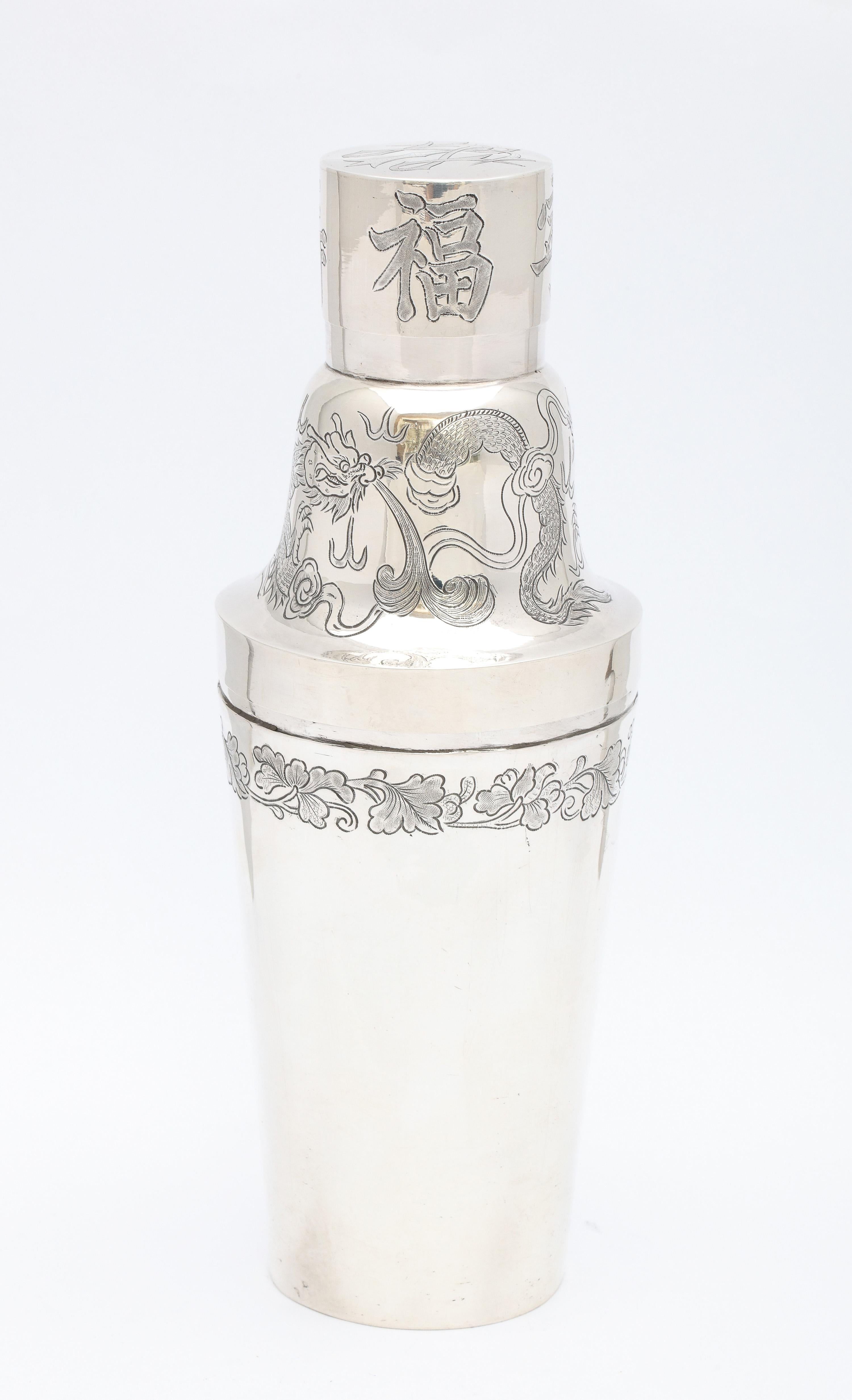 Art Deco Period Chinese Export Sterling Silver Cocktail Shaker 1
