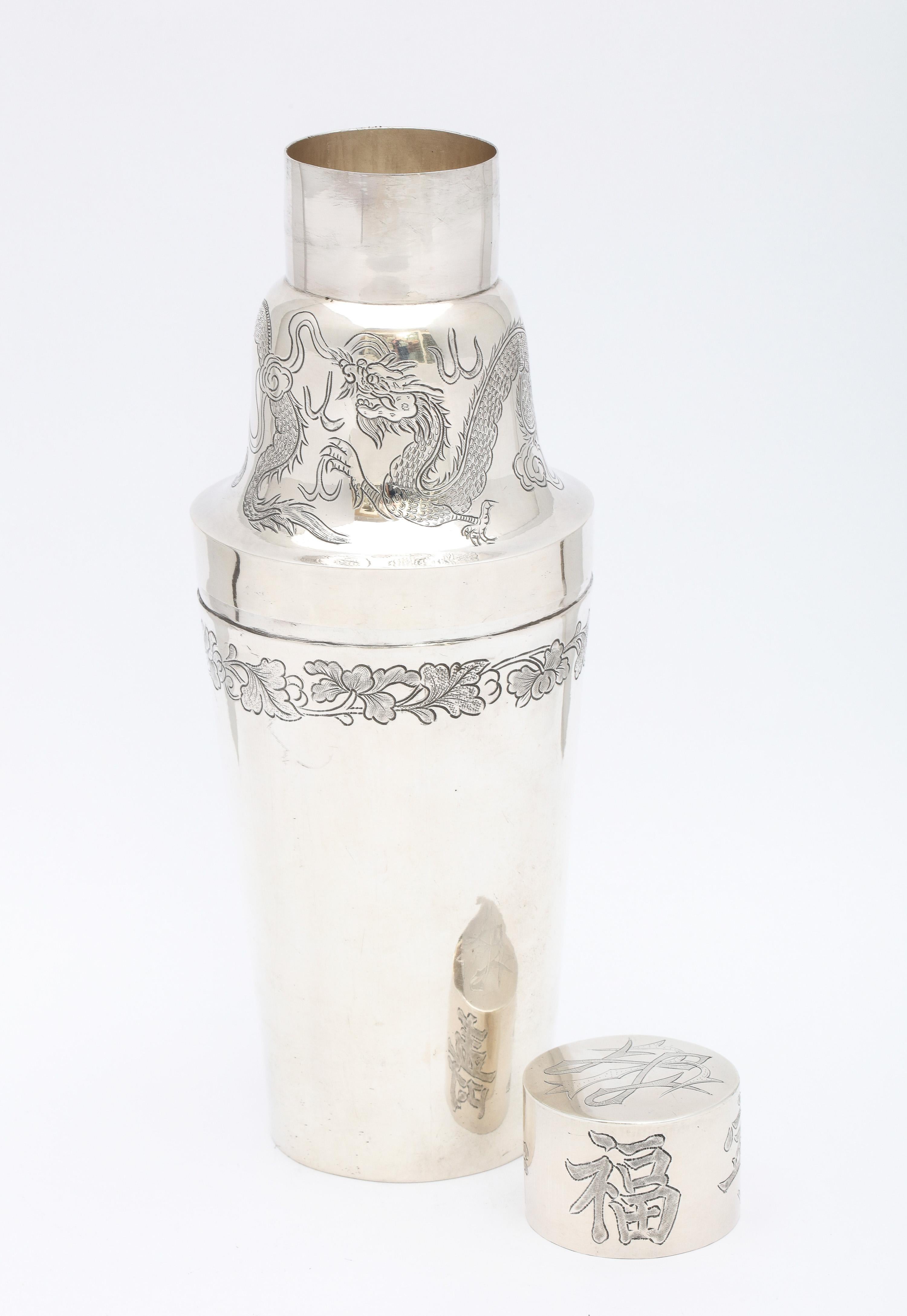 Art Deco Period Chinese Export Sterling Silver Cocktail Shaker 2
