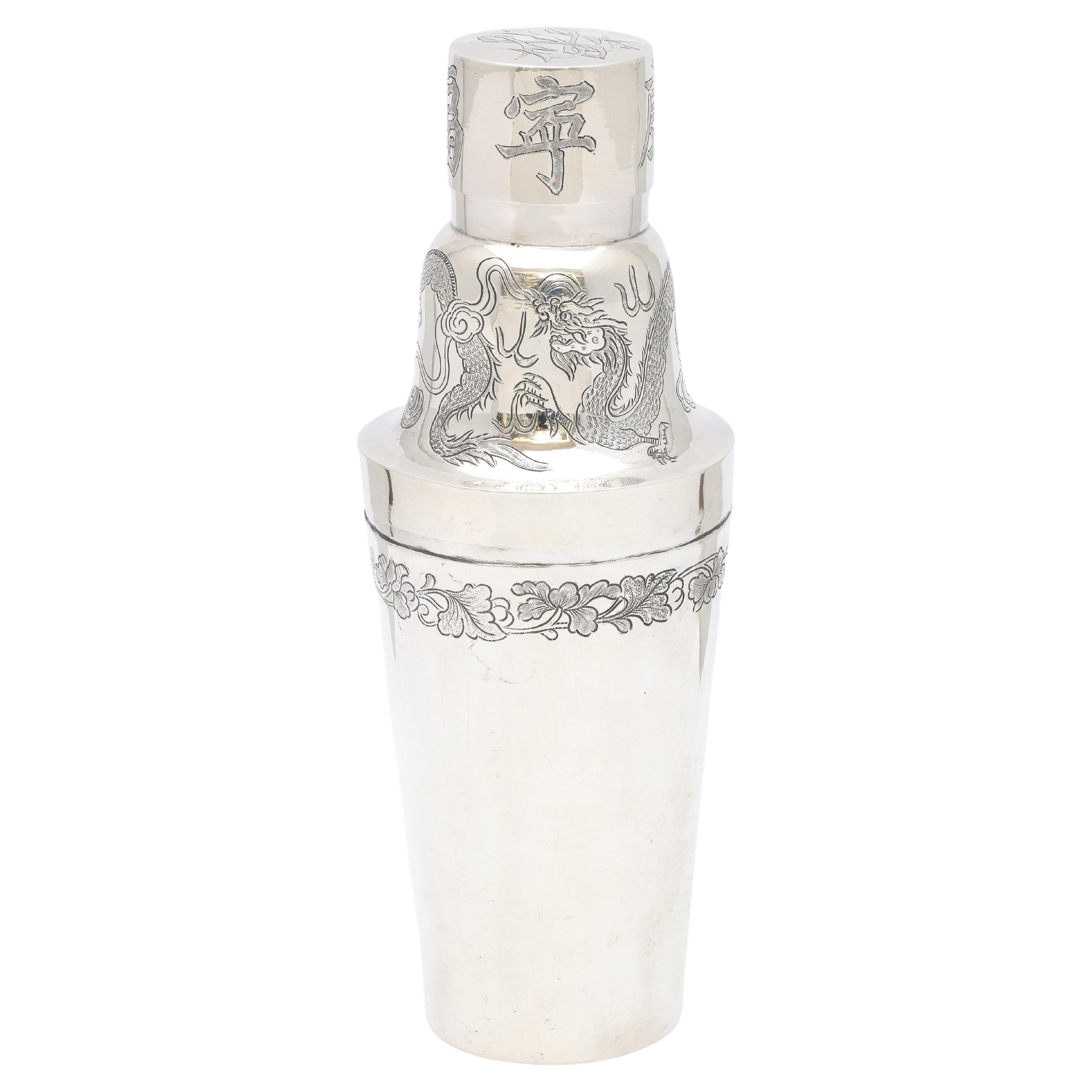 Art Deco Period Chinese Export Sterling Silver Cocktail Shaker