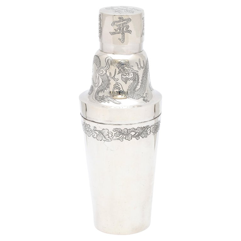Art Deco Period Chinese Export Sterling Silver Cocktail Shaker For Sale