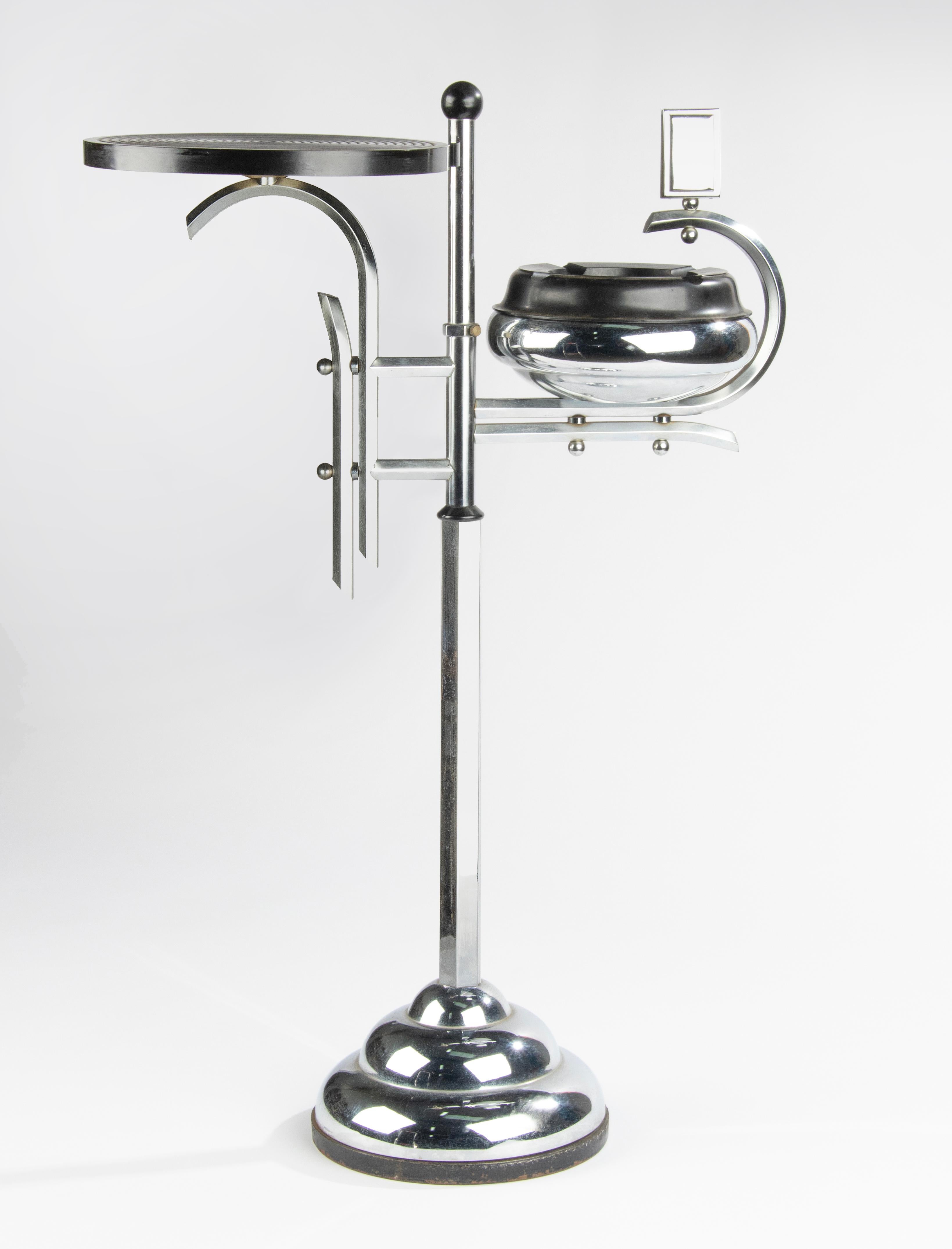 Belgian Art Deco Period Chrome-plated Bauhaus Design Ashtray by Demeyere