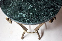 Art Deco Period Circular Serpentine Marble and Gilded Metal Occasional Table