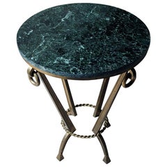 Art Deco Period Circular Serpentine Marble and Gilded Metal Occasional Table