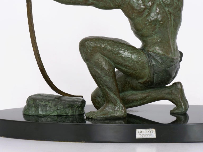 Art Deco Period ColdPainted Metal Sculpture of Man Hammering Bronze circa 1930s For Sale at 1stDibs