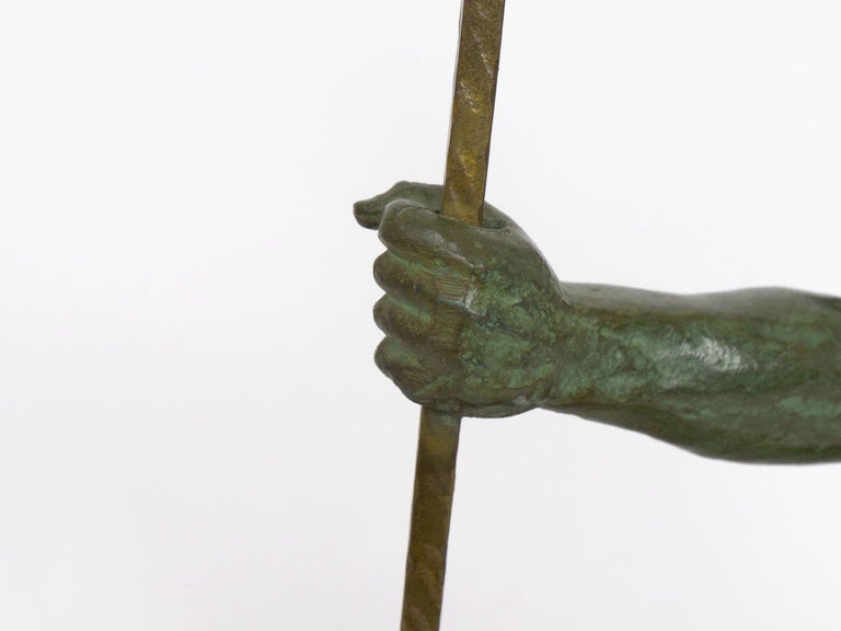 Art Deco Period ColdPainted Metal Sculpture of Man Hammering Bronze circa 1930s For Sale at 1stDibs