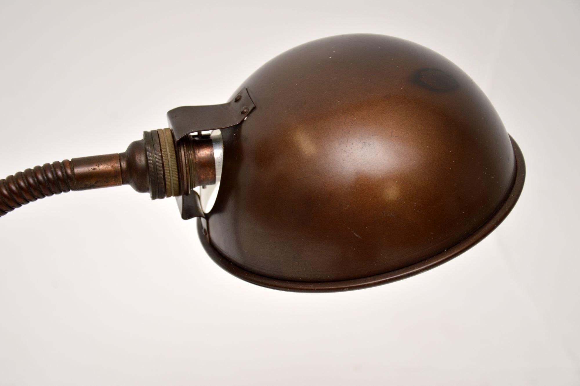 20th Century Art Deco Period Copper Desk Lamp For Sale