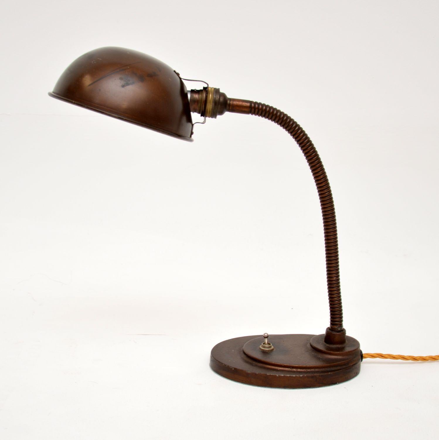 Art Deco Period Copper Desk Lamp In Good Condition In London, GB
