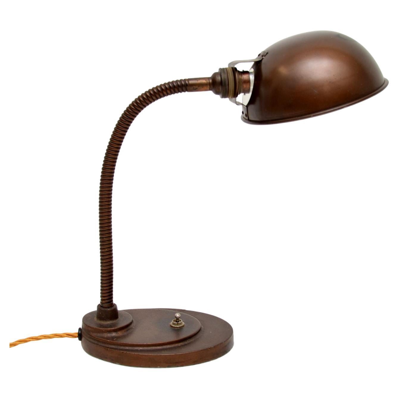 Art Deco Period Copper Desk Lamp For Sale