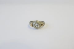 Art Deco Period Diamond and 14-Karat White & Yellow Gold Men's Ring