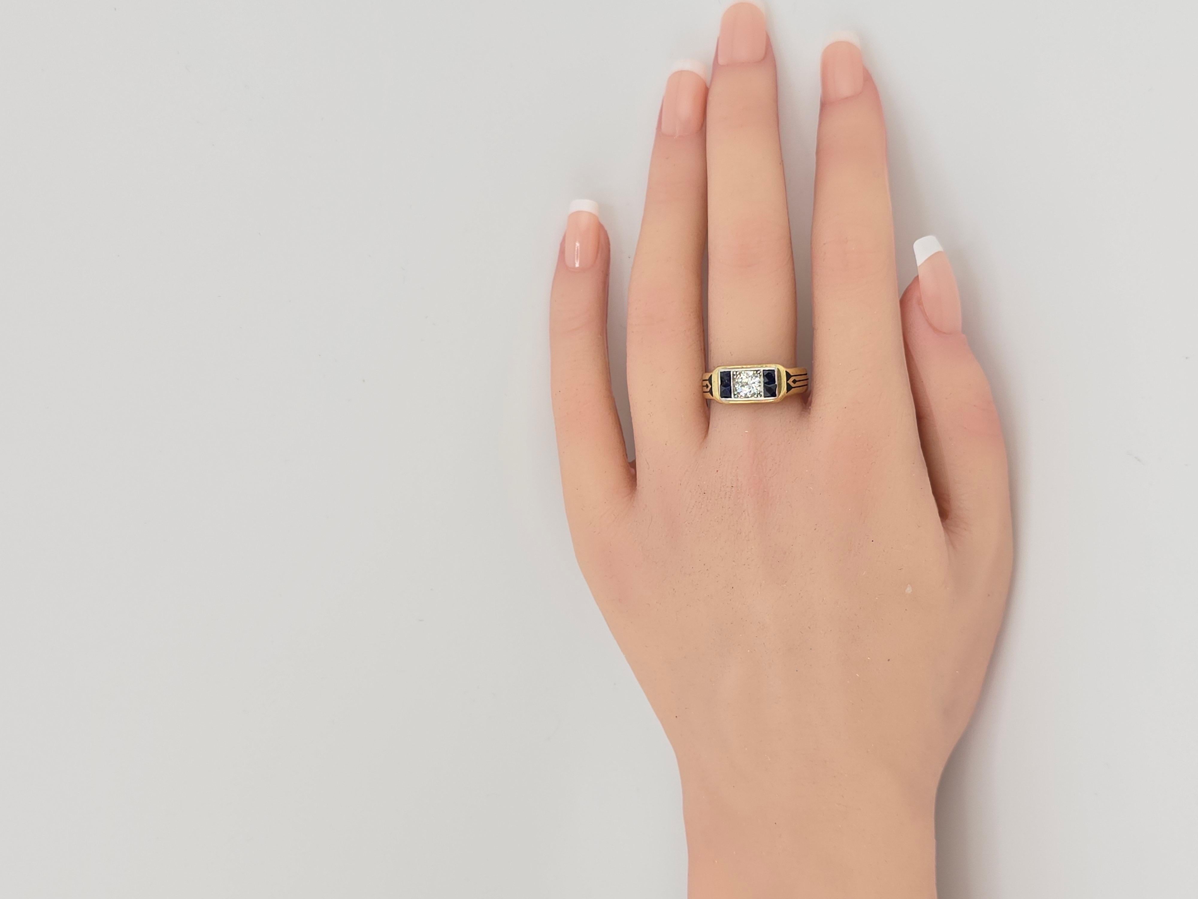Ring aus der Art-Déco-Periode mit Diamanten und Saphiren und altem Euro-Mittelstein 5
