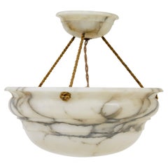 Art deco period domed alabaster pendant light Art deco period domed alabaster pendant light