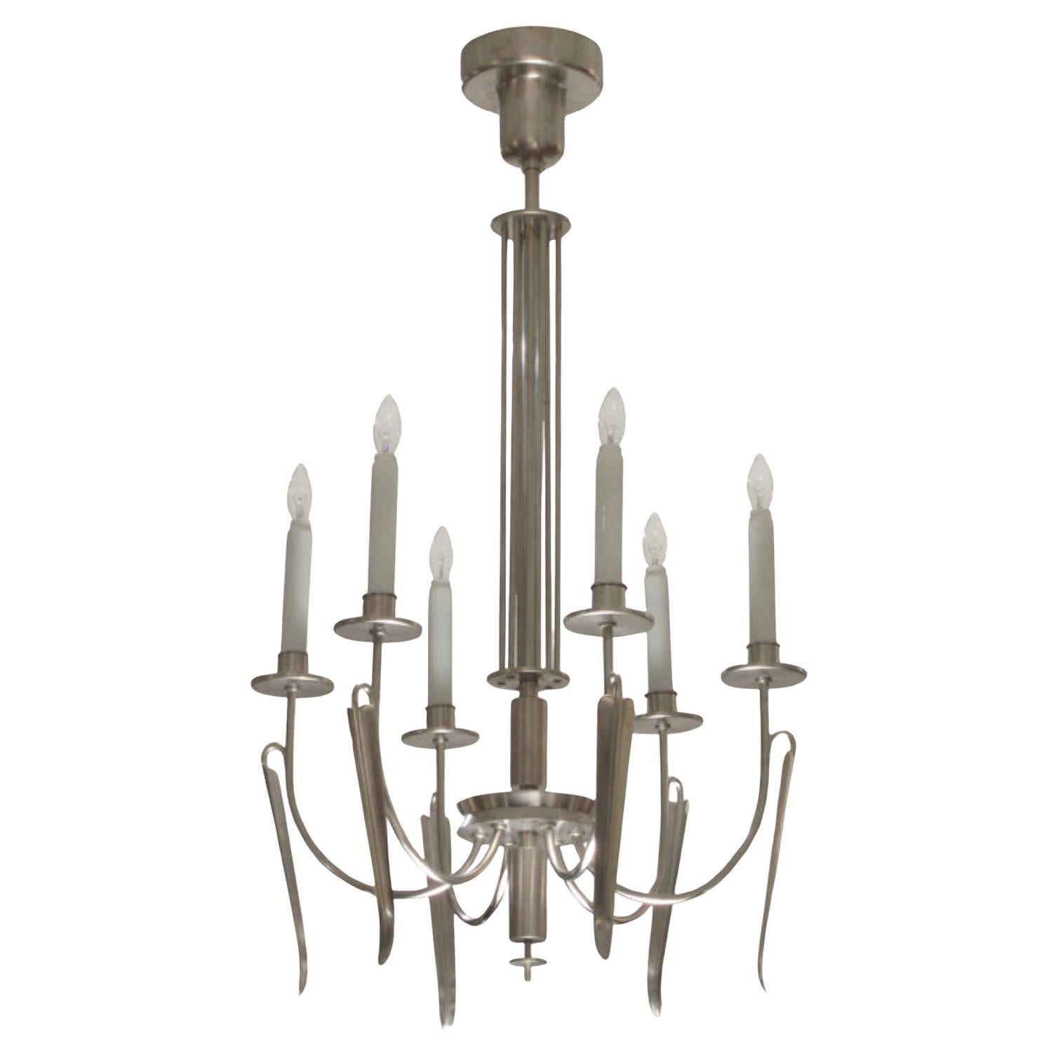 Lampadario a otto bracci di epoca Art Déco Germania 1930 circa in vendita