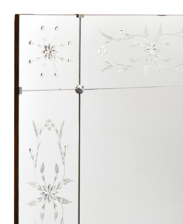 Art Deco Period Etched Mirror For Sale at 1stdibs