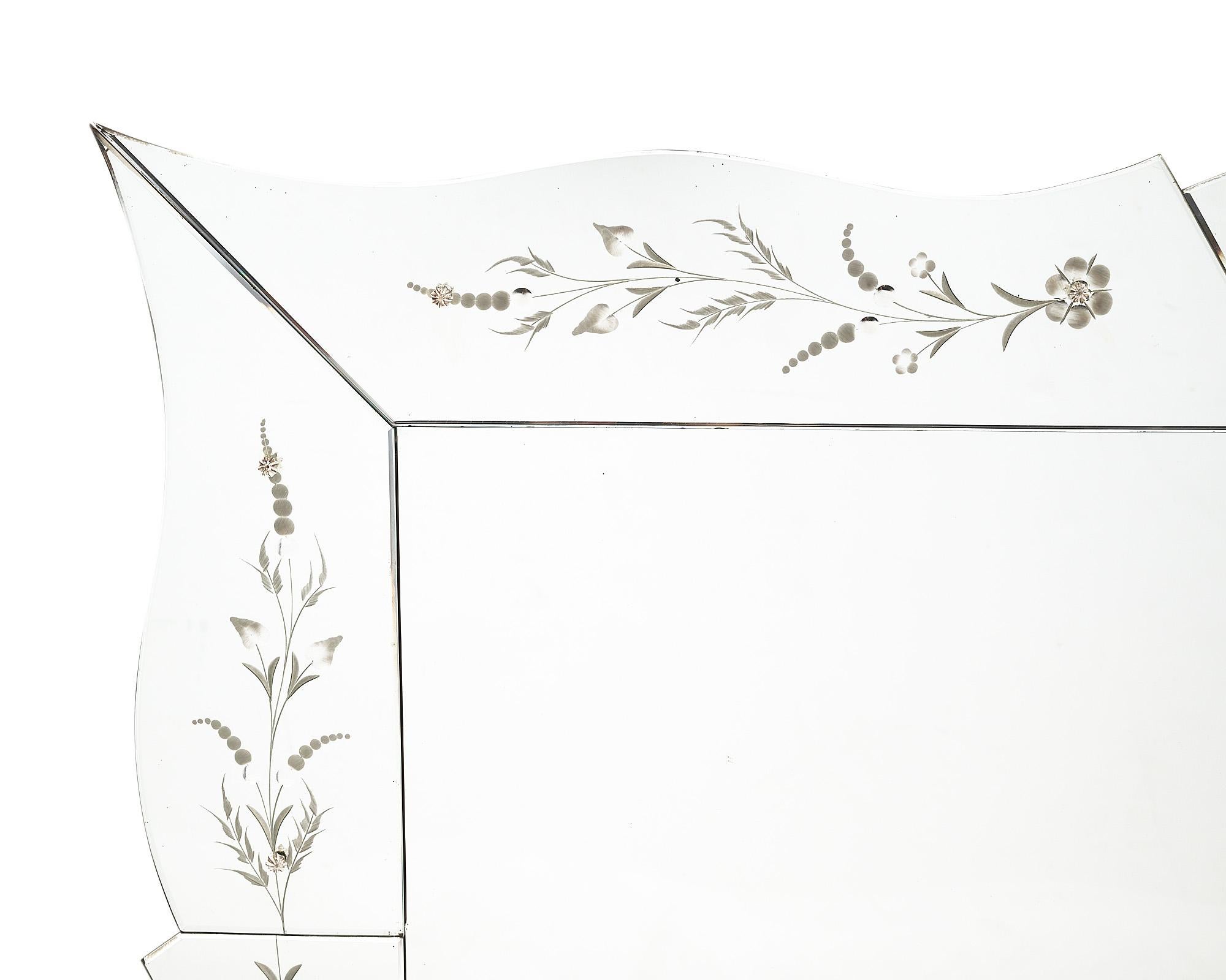 Art Deco Period Etched Mirror at 1stDibs