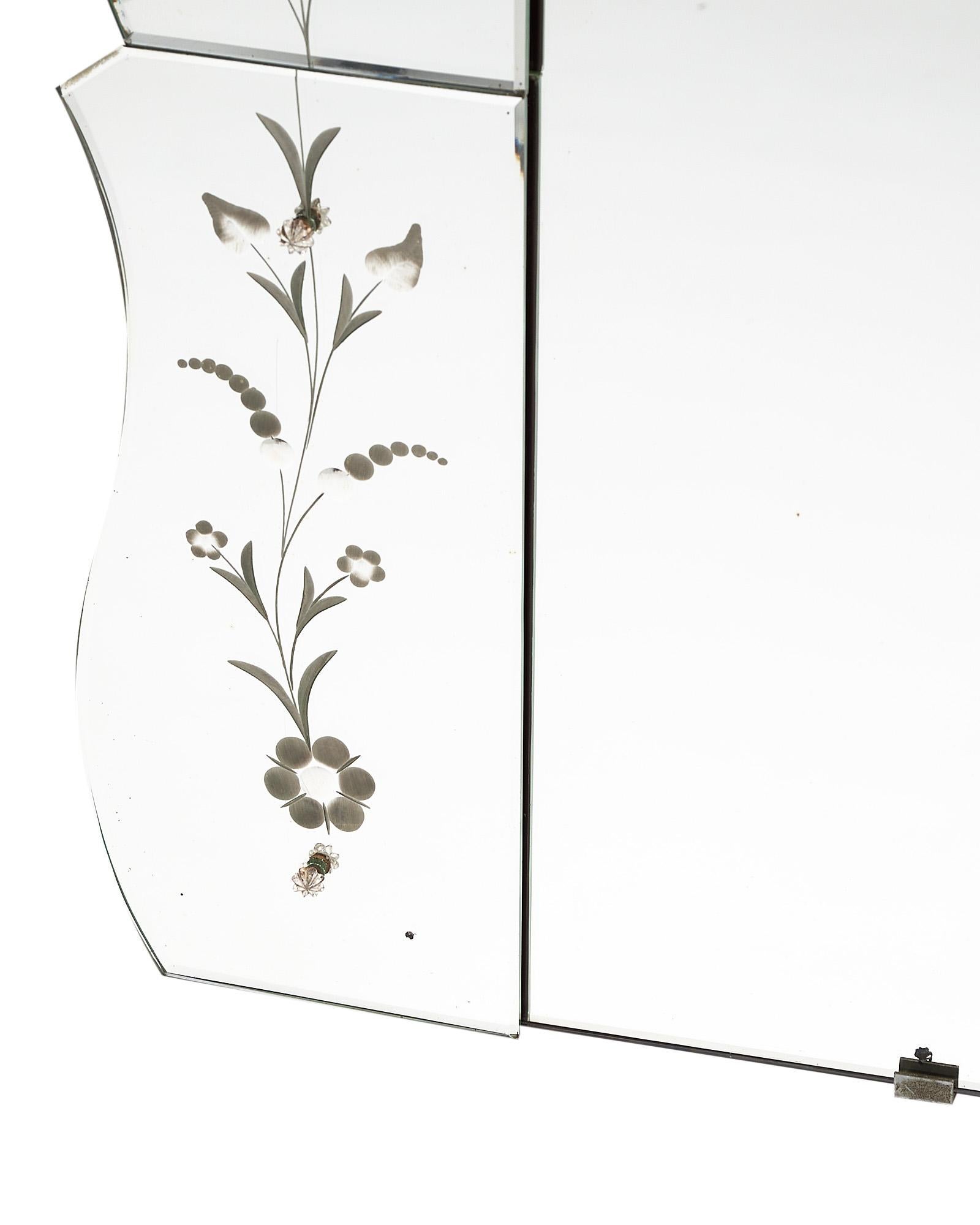 Art Deco Period Etched Mirror at 1stDibs