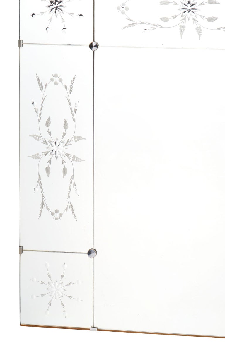 Art Deco Period Etched Mirror For Sale at 1stdibs