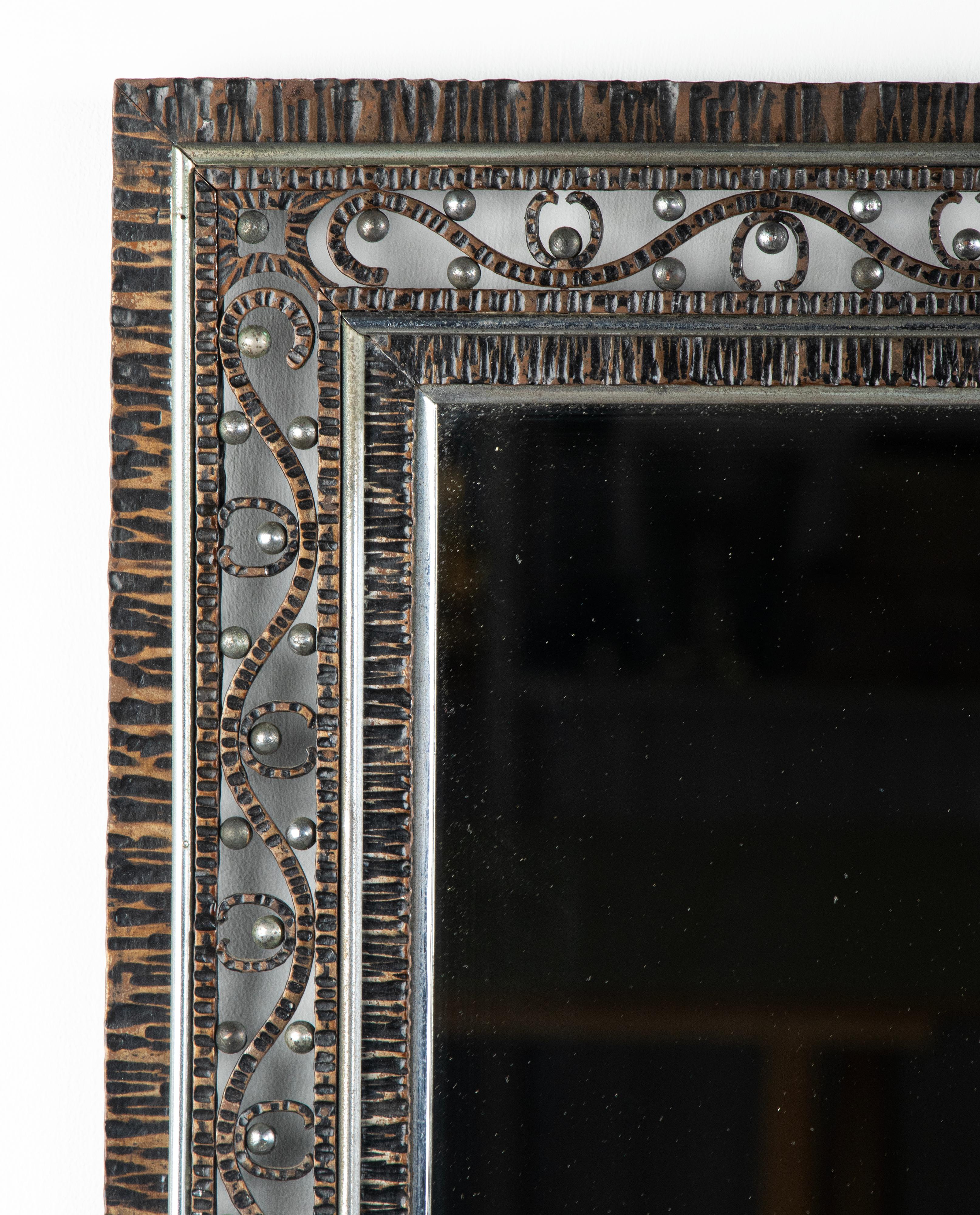 Art Deco Period Forged Iron Wall Mirror For Sale 8