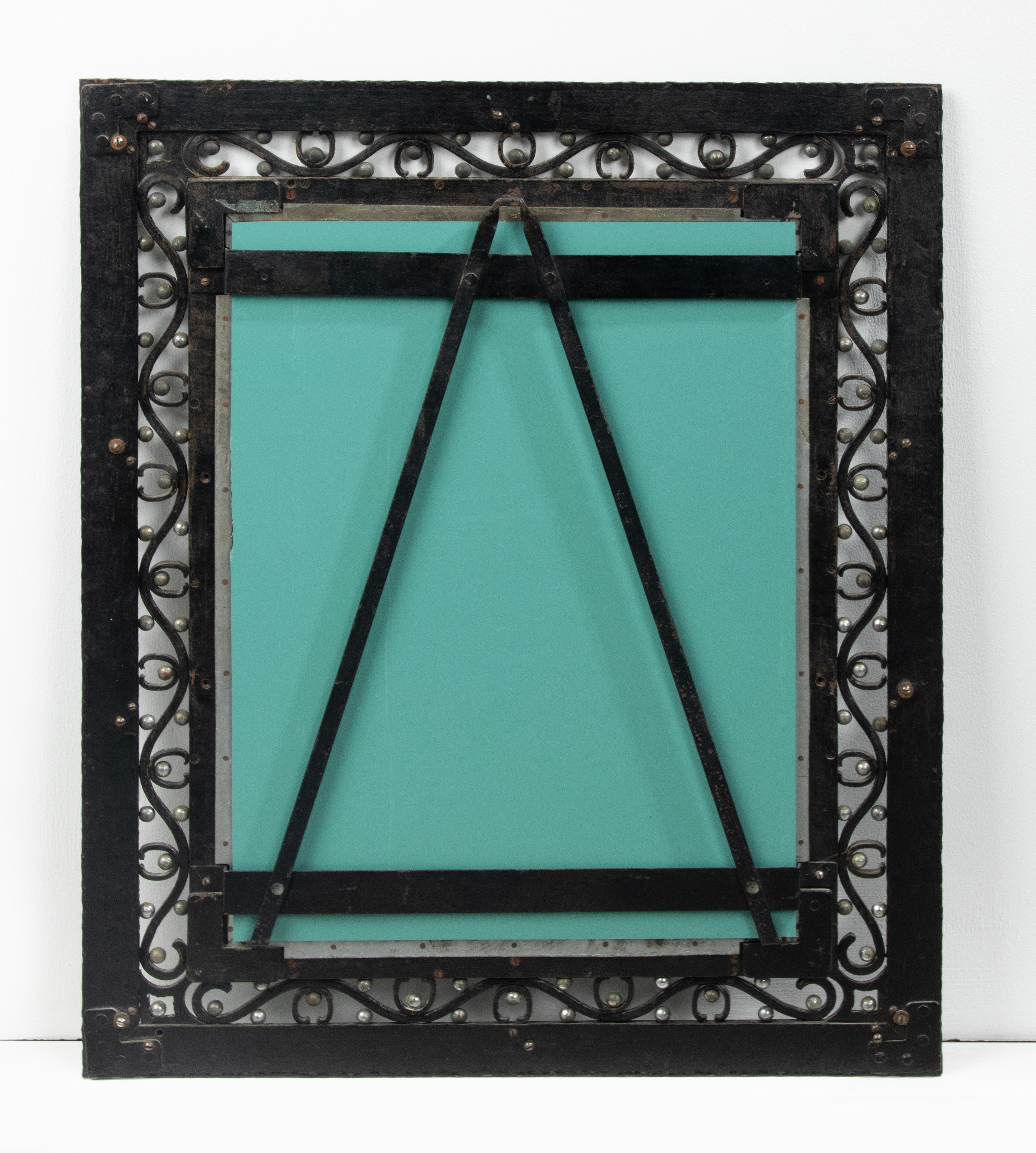 Art Deco Period Forged Iron Wall Mirror For Sale 10