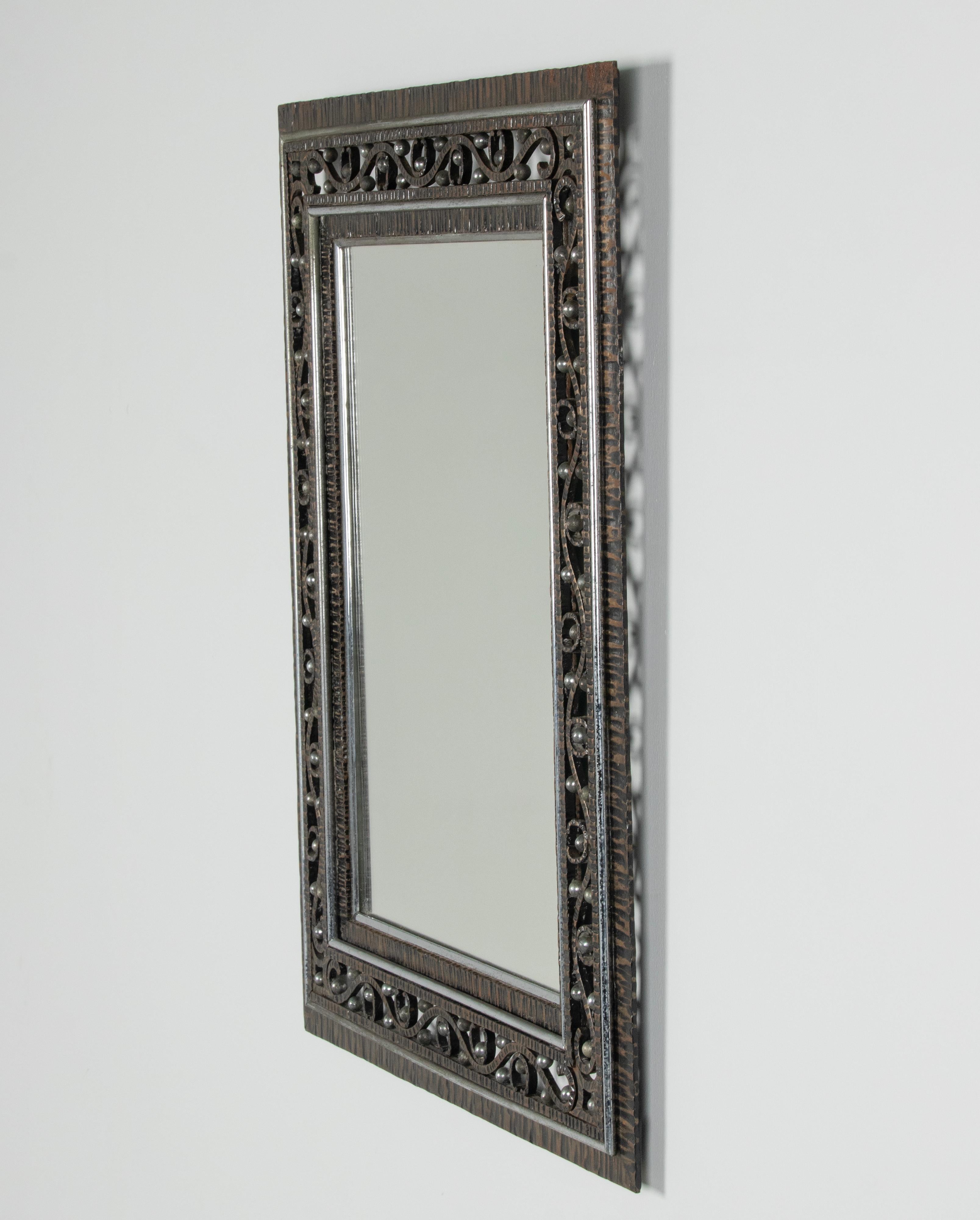 Art Deco Period Forged Iron Wall Mirror For Sale 3