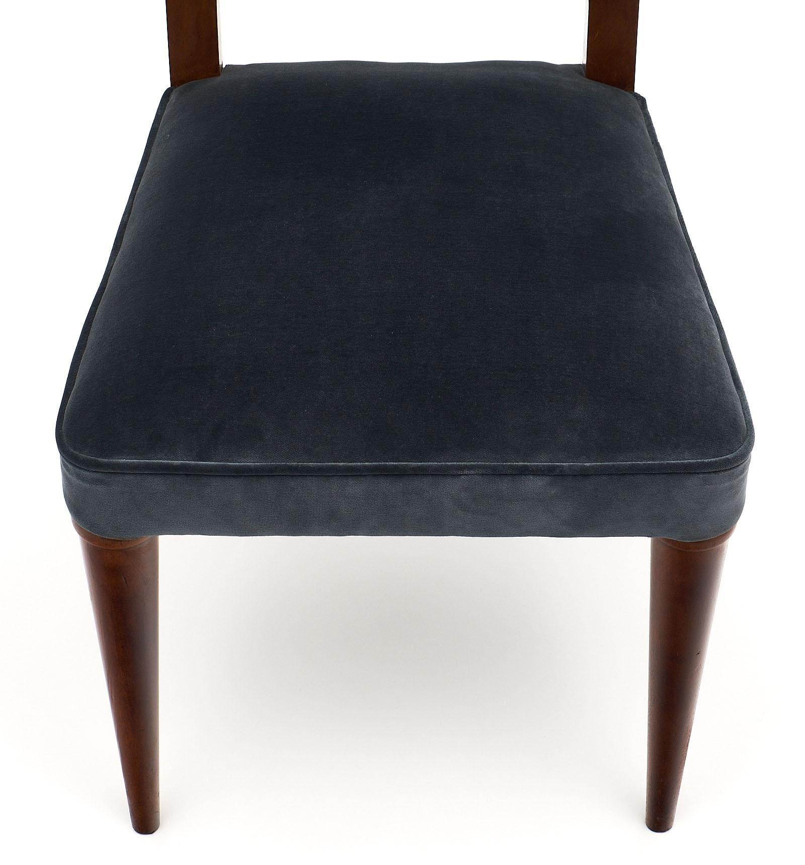 Velvet Art Deco Period French Mahogany Chairs