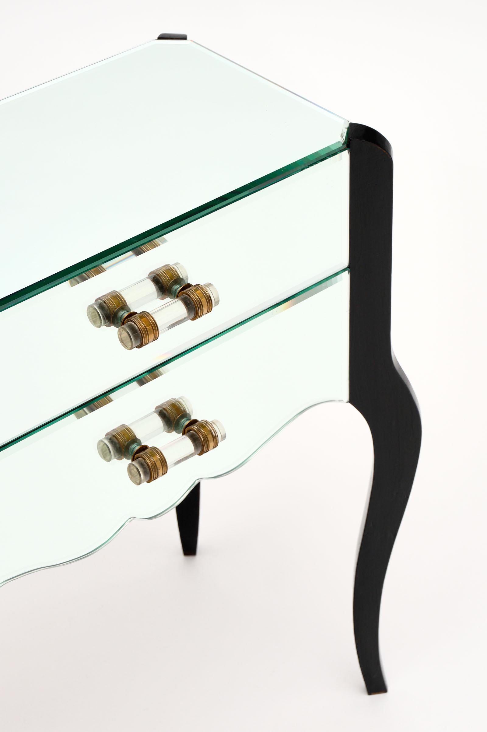 Brass Art Deco Period French Mirrored Side Tables