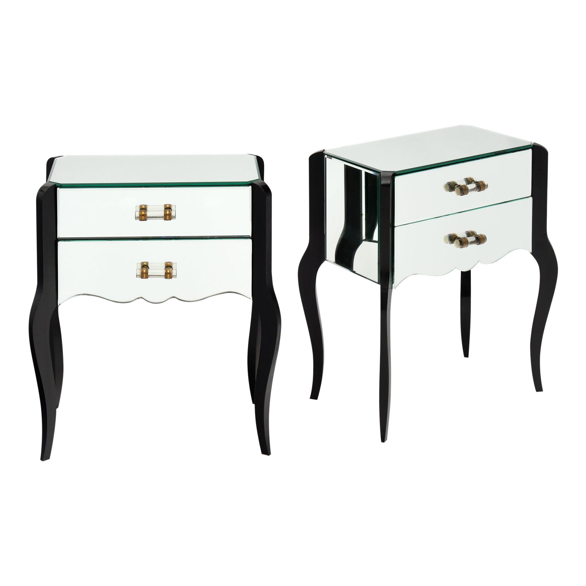 Art Deco Period French Mirrored Side Tables