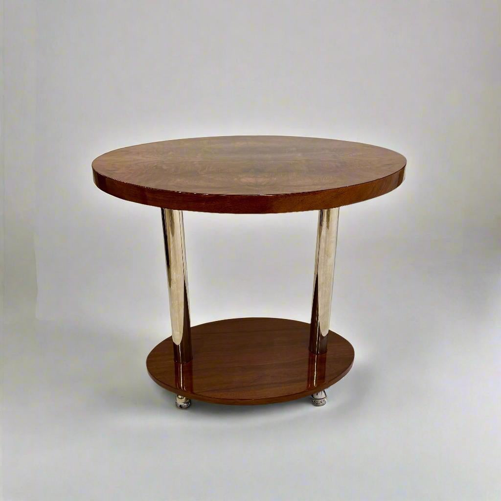 Nickel Table d'appoint ovale d'époque Art Déco France circa 1930 en vente