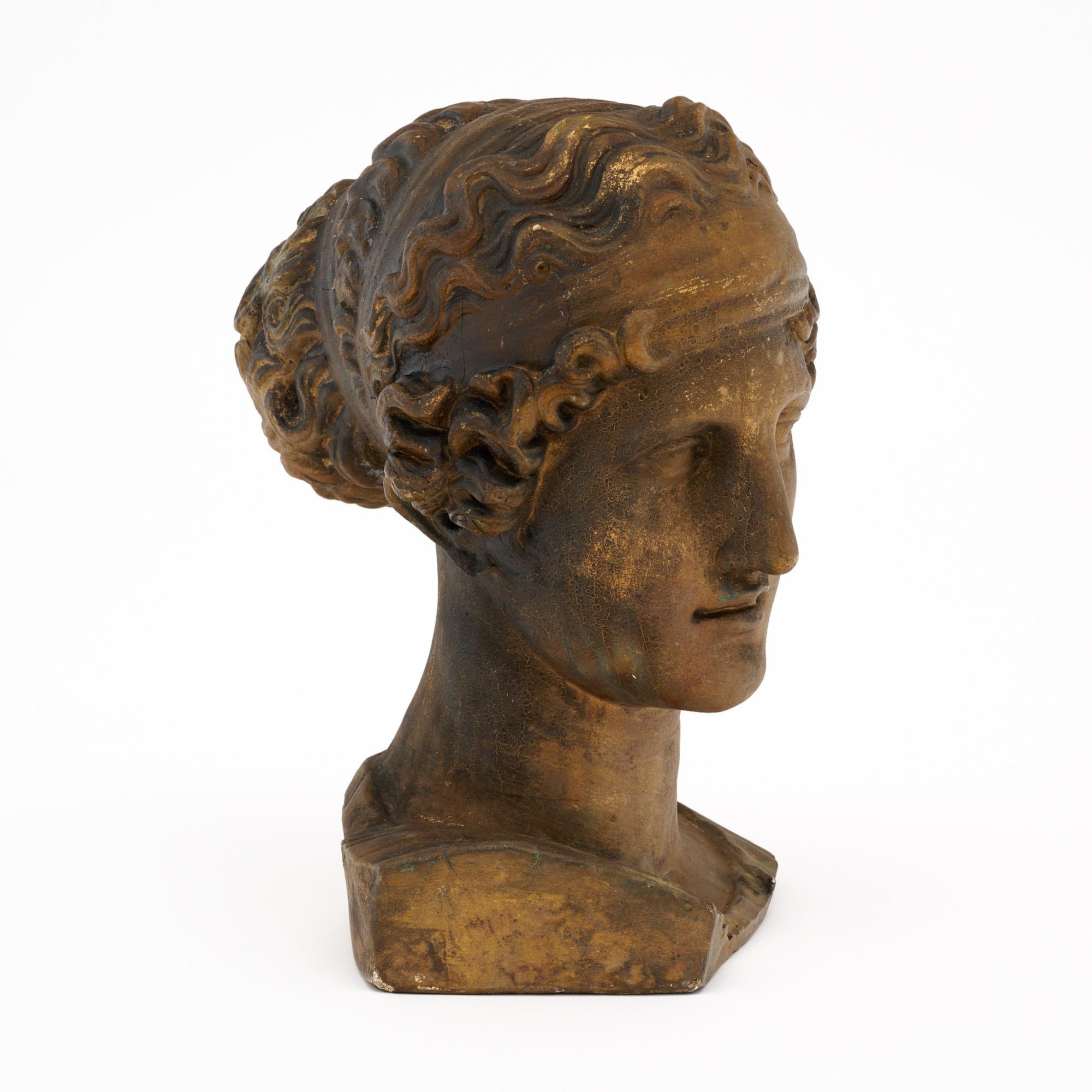 Art Deco Period French Plaster Bust In Good Condition In Austin, TX
