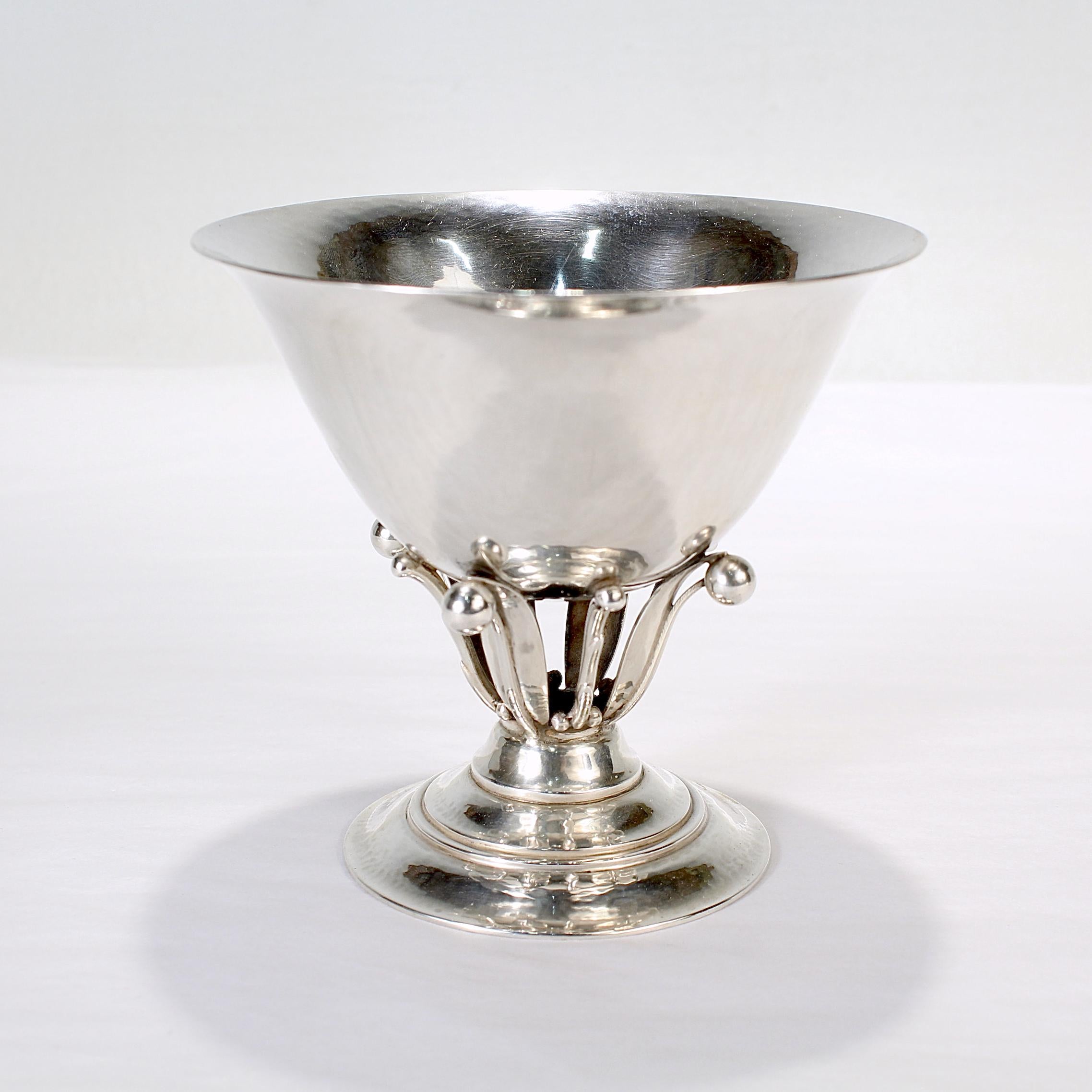 Women's or Men's Art Deco Period Georg Jensen Sterling Silver Footed Bowl by Johan Rohde For Sale