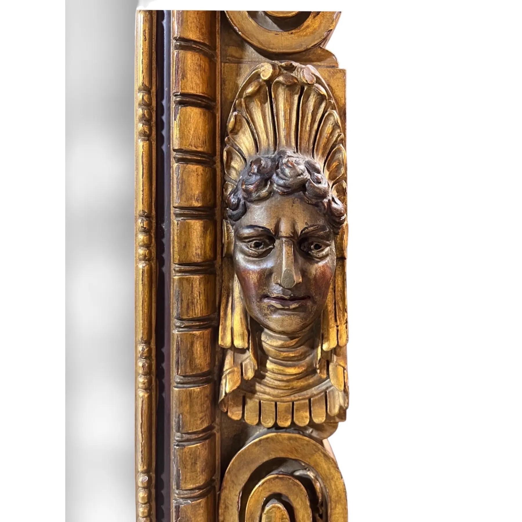 Art déco Art Deco Walleco Mirror en bois doré en vente